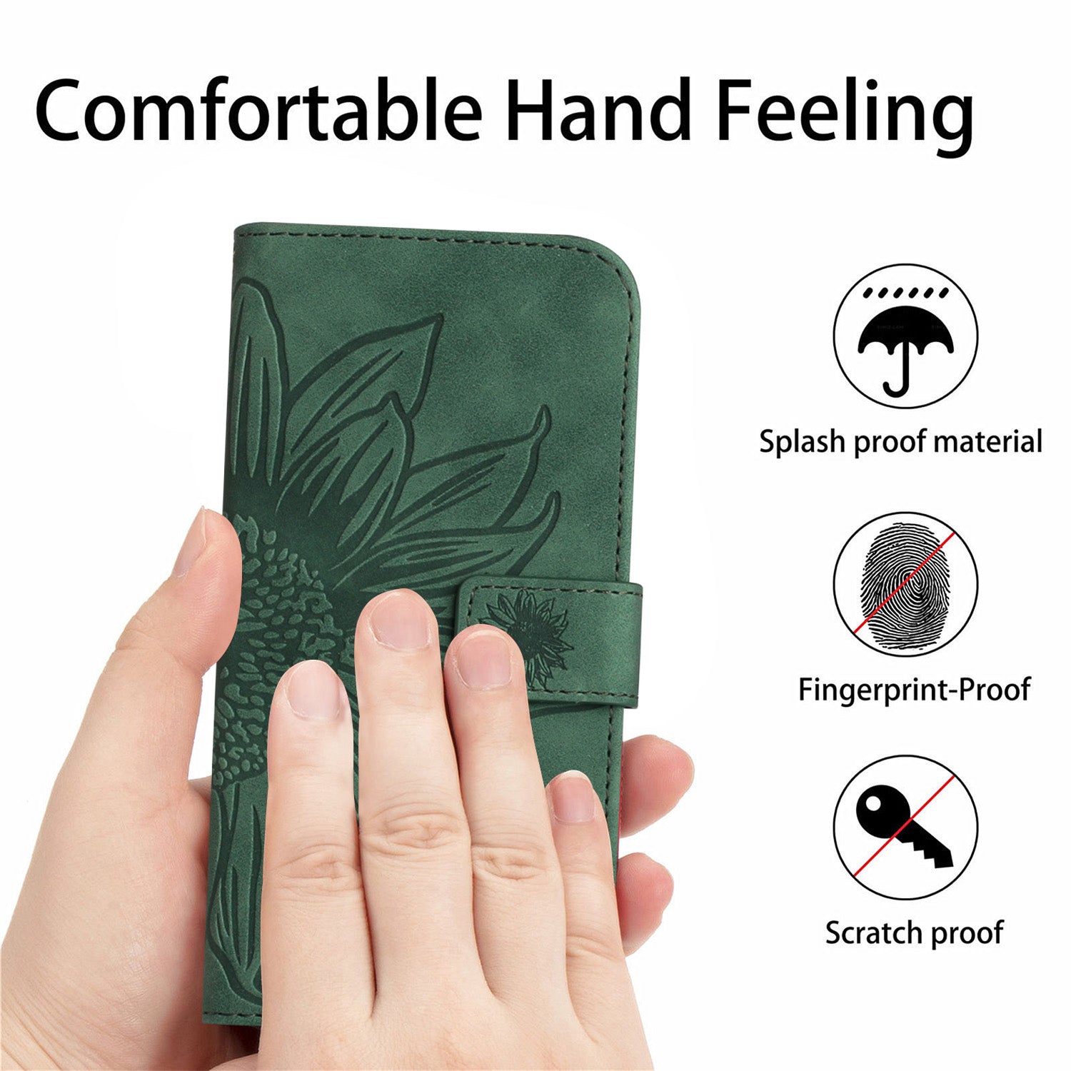 HT04 For Honor 90 Smart / X7b 4G Leather Wallet Case Sunflower Phone Cover with Wrist Strap