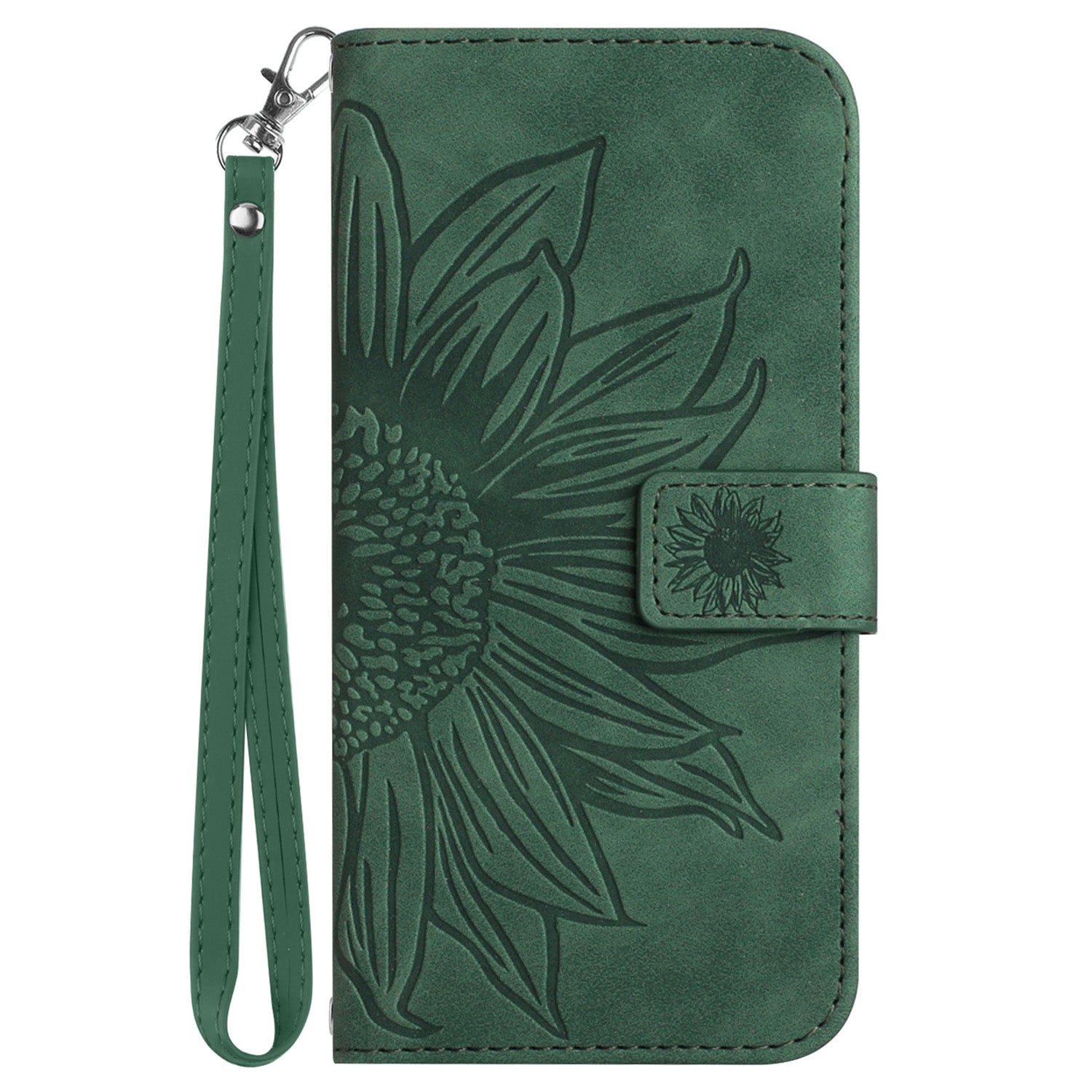 HT04 For Honor 90 Smart / X7b 4G Leather Wallet Case Sunflower Phone Cover with Wrist Strap