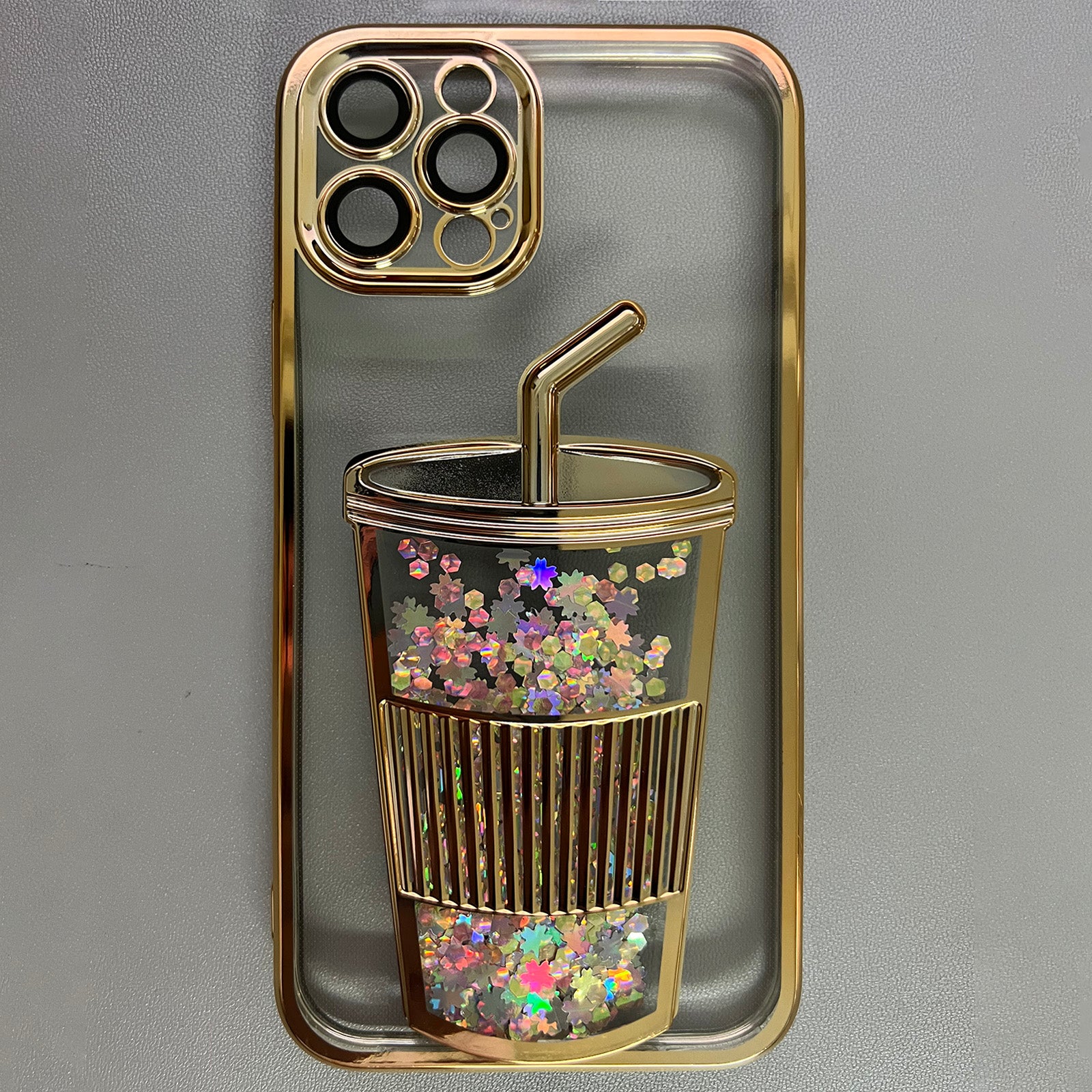 For iPhone 14 Pro Max Case Glitter Quicksand TPU Phone Cover Built-In Glass Lens Film