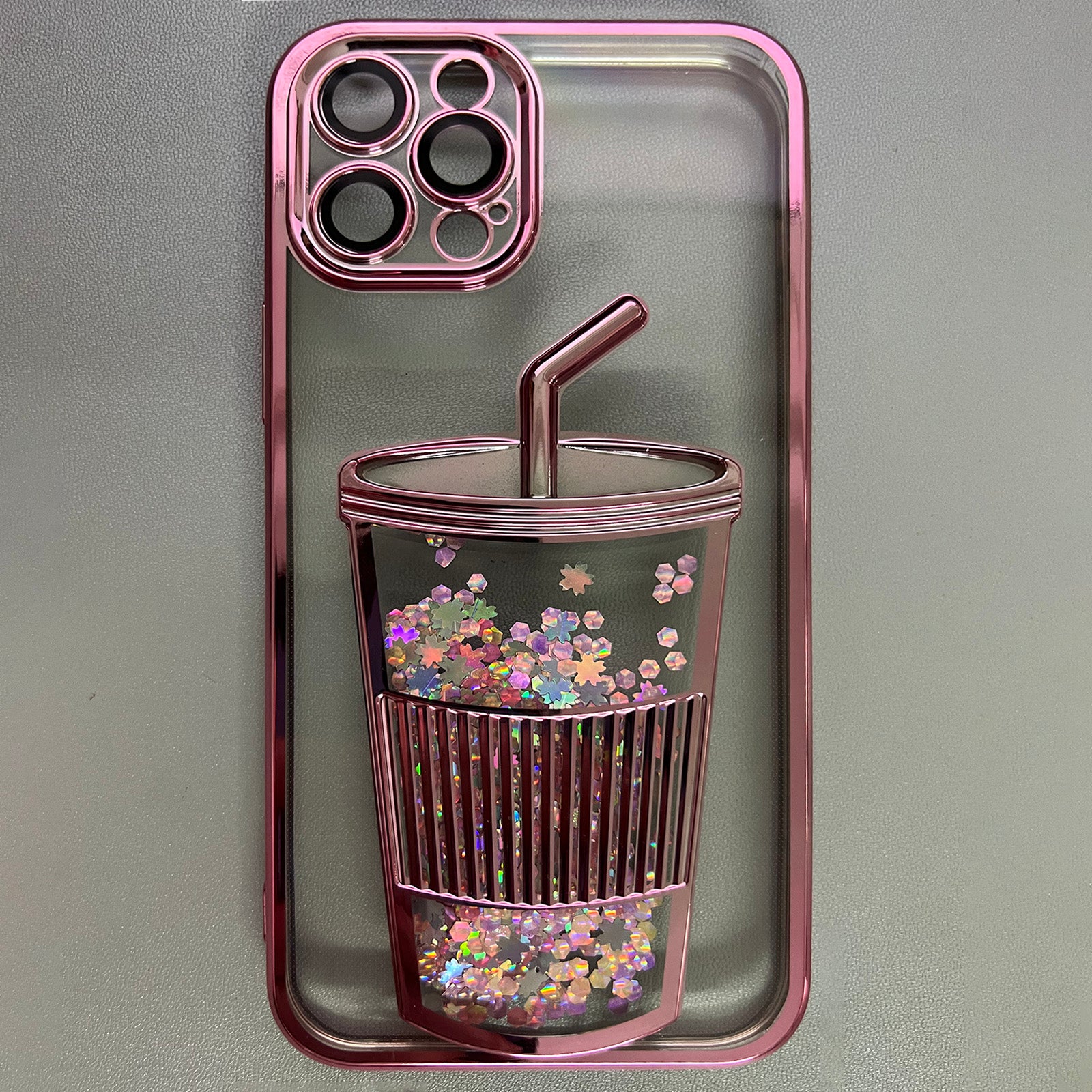 For iPhone 14 Pro Max Case Glitter Quicksand TPU Phone Cover Built-In Glass Lens Film