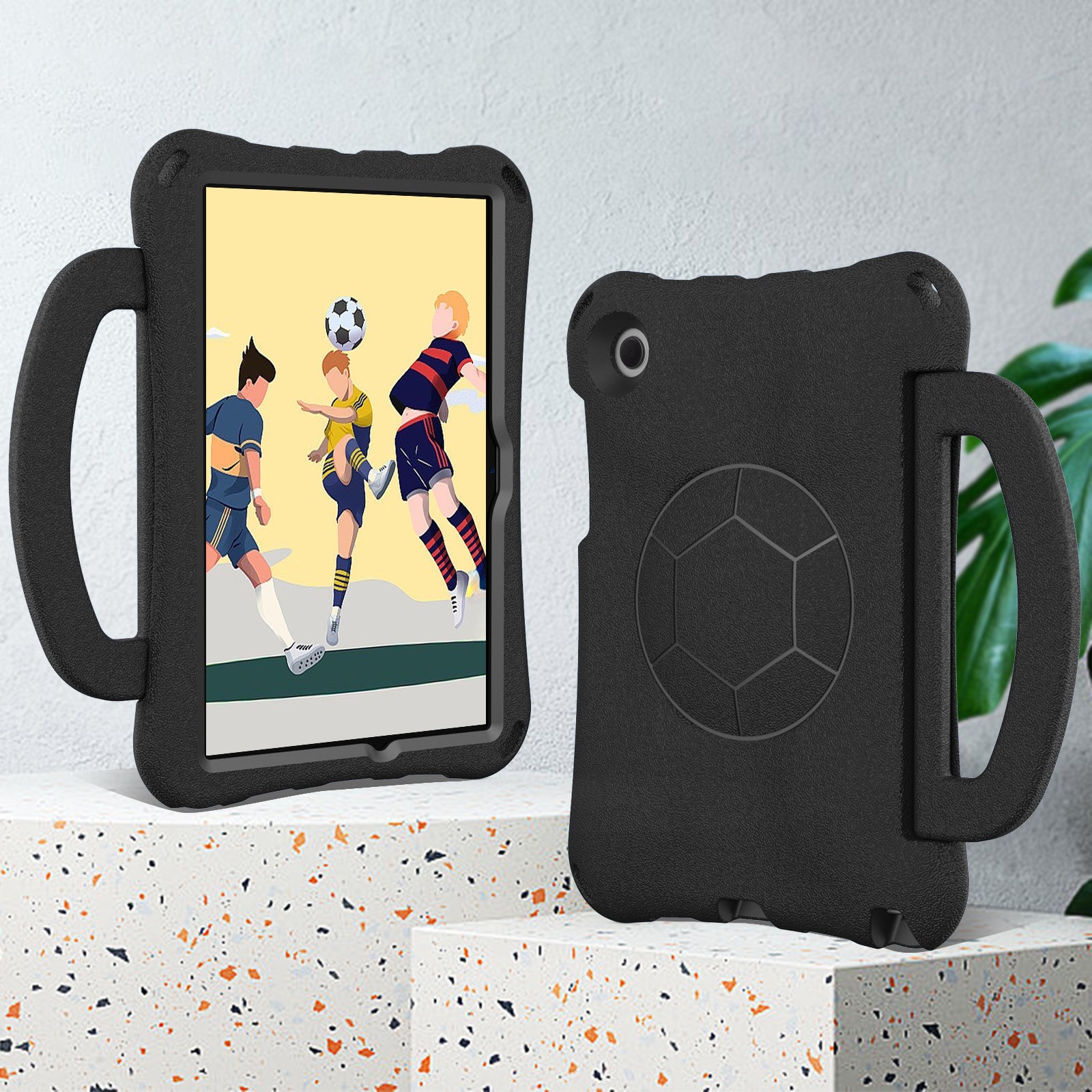 For Samsung Galaxy Tab A8 10.5 (2021) / (2022) EVA Case Soccer Pattern Handle Kickstand Shoulder Strap Cover