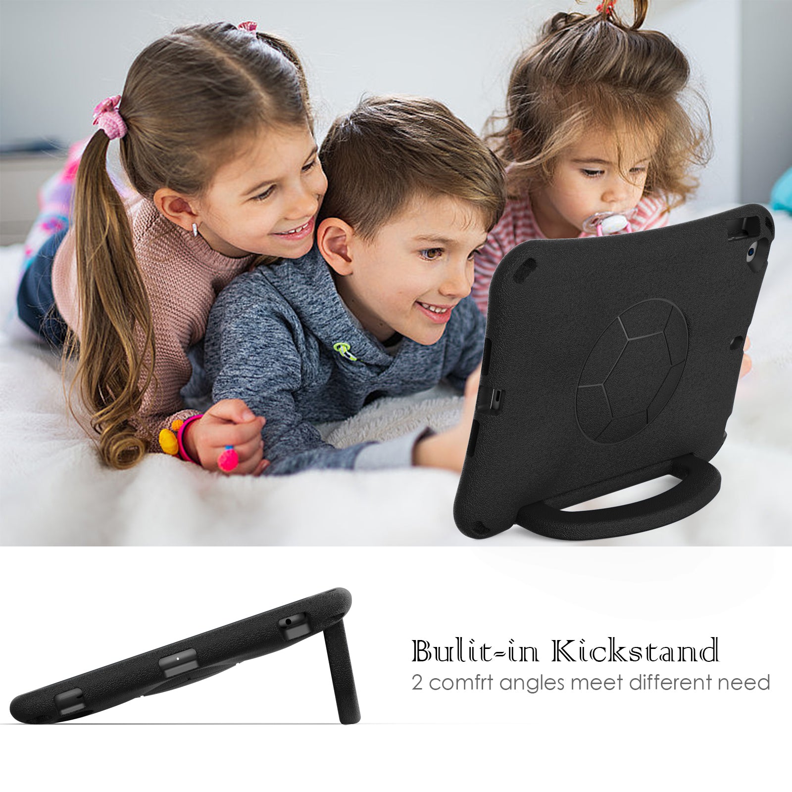 For iPad Air (2013) / Air 2 / iPad 9.7-inch (2017) / (2018) Soccer Pattern Case EVA Protective Handle Tablet Cover