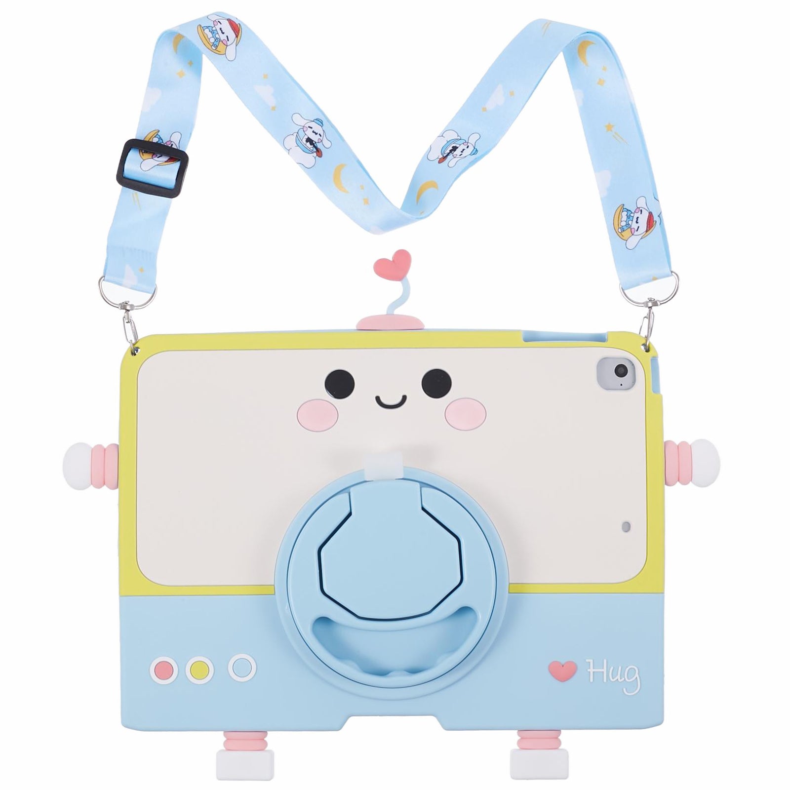 For iPad Air (2013) / Air 2 / iPad 9.7-inch (2017) / (2018) Silicone Tablet Case PC Kickstand Cover with Lanyard