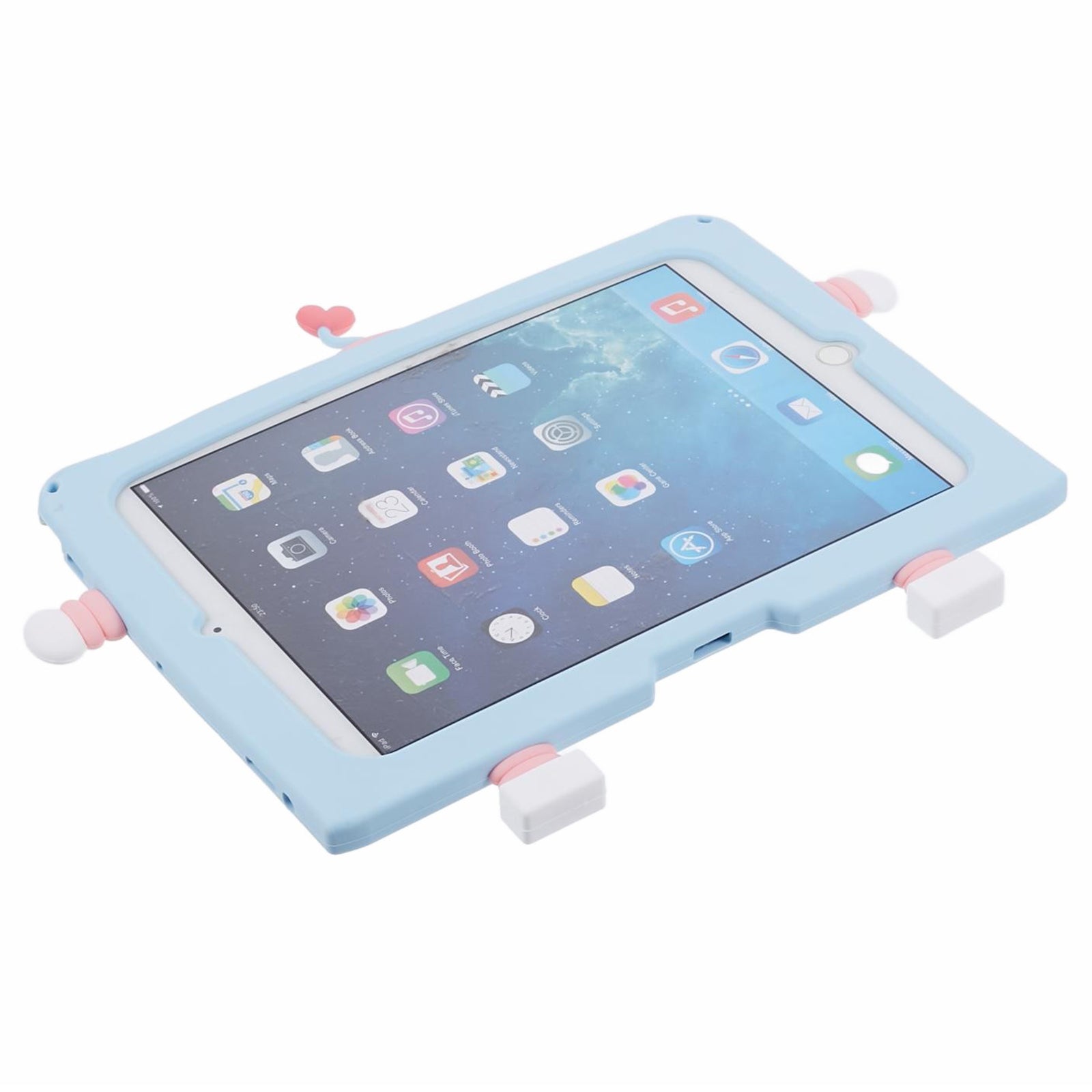 For iPad Air (2013) / Air 2 / iPad 9.7-inch (2017) / (2018) Silicone Tablet Case PC Kickstand Cover with Lanyard