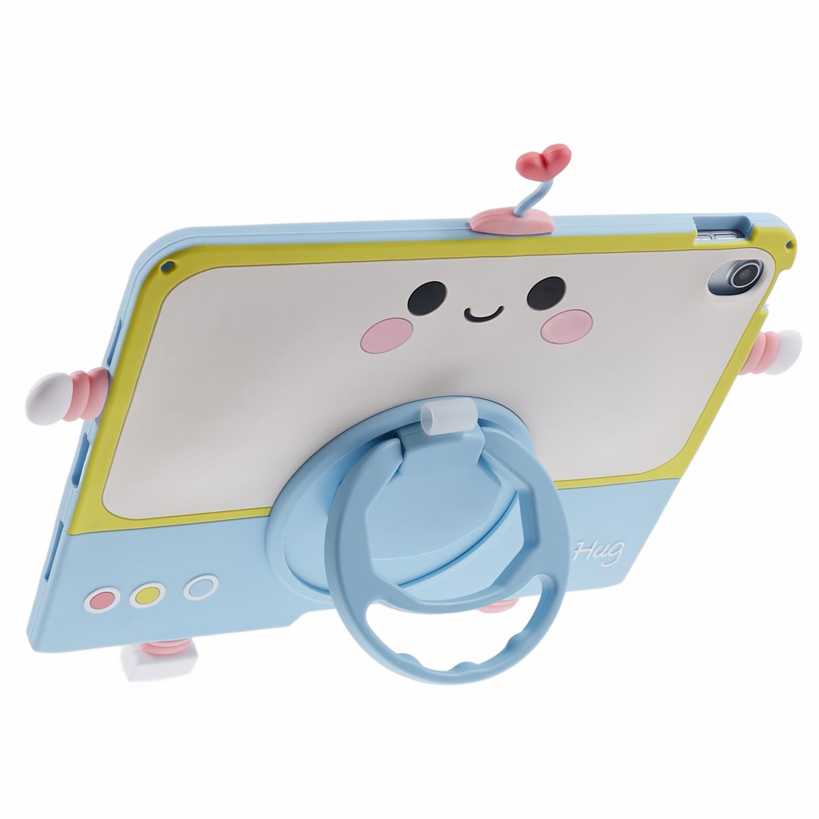 For iPad 10.9 (2022) Silicone Case Robot Style PC Kickstand Tablet Cover with Lanyard