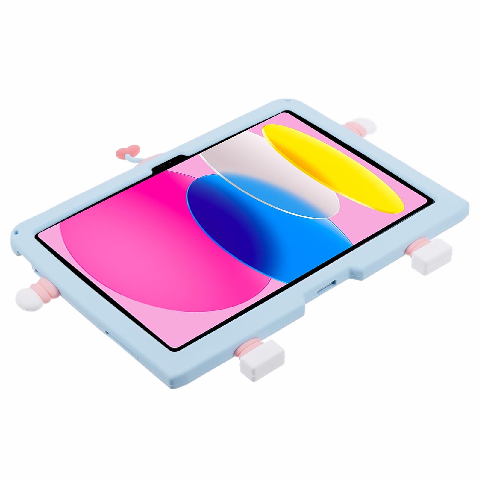 For iPad 10.9 (2022) Silicone Case Robot Style PC Kickstand Tablet Cover with Lanyard