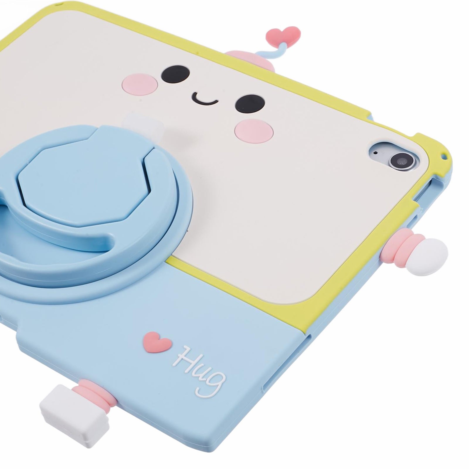For iPad 10.9 (2022) Silicone Case Robot Style PC Kickstand Tablet Cover with Lanyard