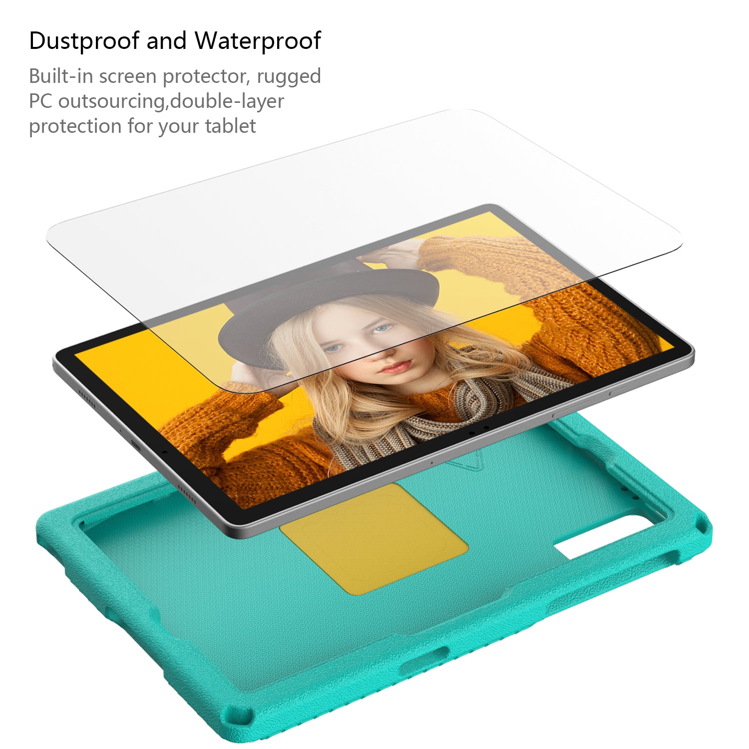 For Samsung Galaxy Tab A9+ Eagle Pattern Case Rotating Grip Handle Kickstand Cover with Shoulder Strap
