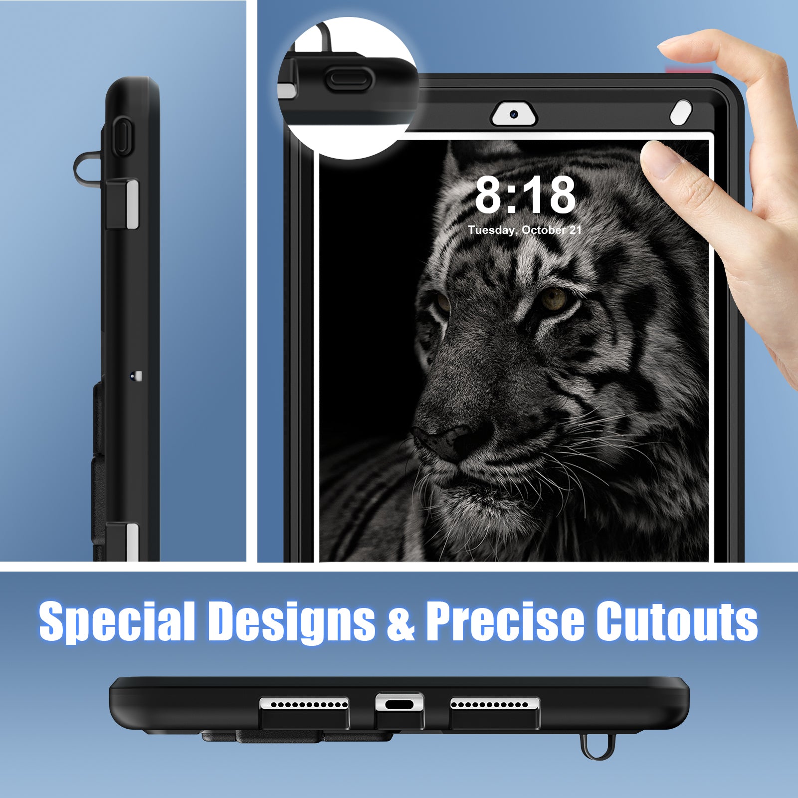 For iPad 10.2 (2019) / (2020) / (2021) Protective Cover Leopard Style Kickstand Tablet Case