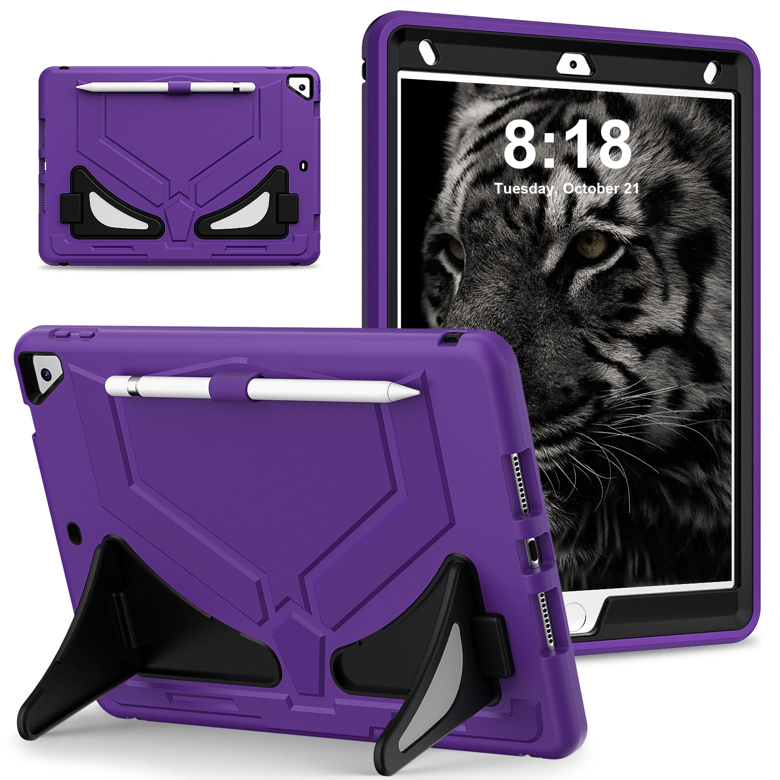 For iPad 10.2 (2019) / (2020) / (2021) Protective Cover Leopard Style Kickstand Tablet Case