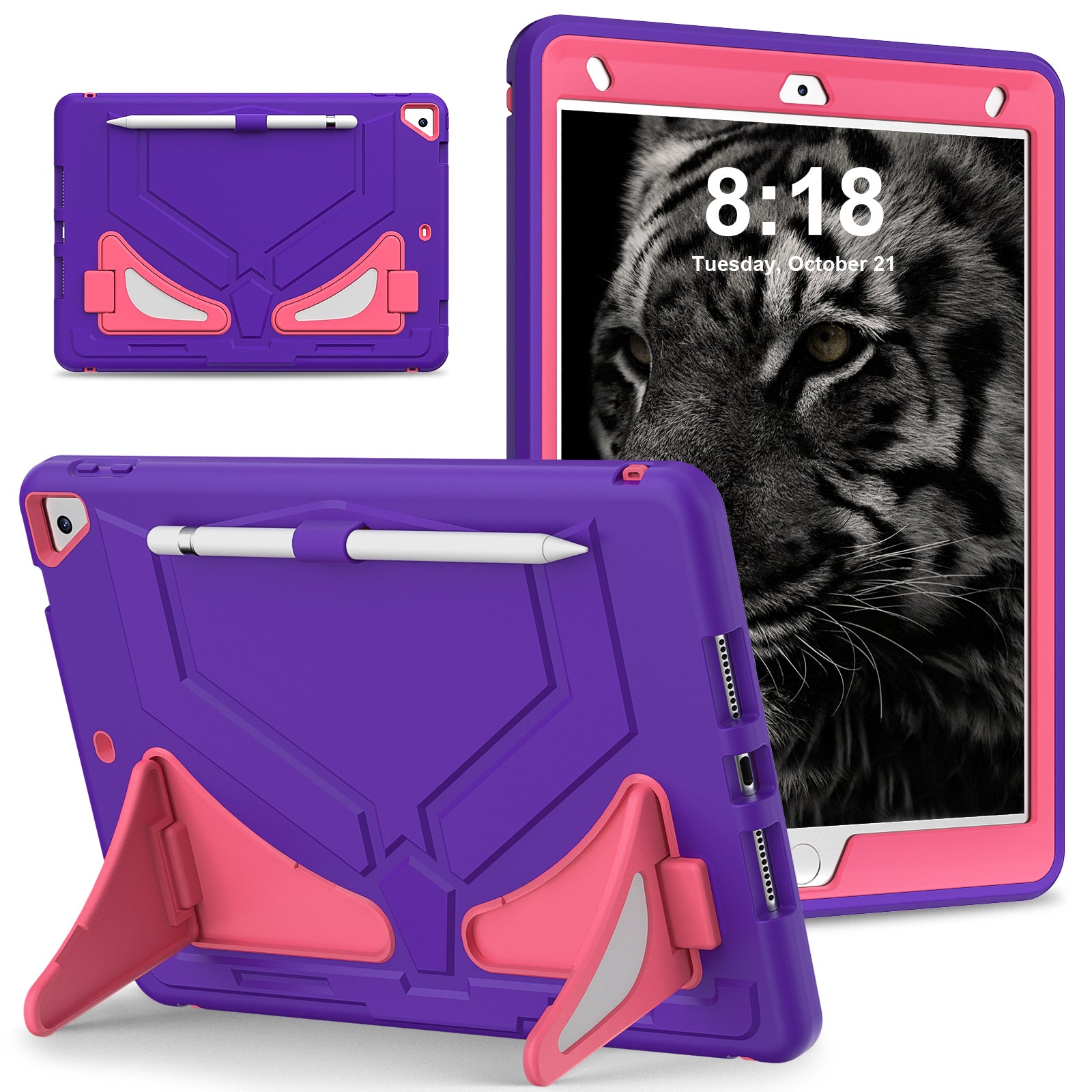 For iPad 10.2 (2019) / (2020) / (2021) Protective Cover Leopard Style Kickstand Tablet Case
