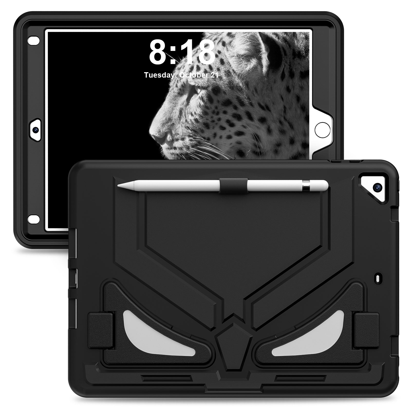 For iPad 9.7-inch (2017) / (2018) / iPad Air 2 / iPad Pro 9.7 inch (2016) Case Kickstand Tablet Cover Leopard Style