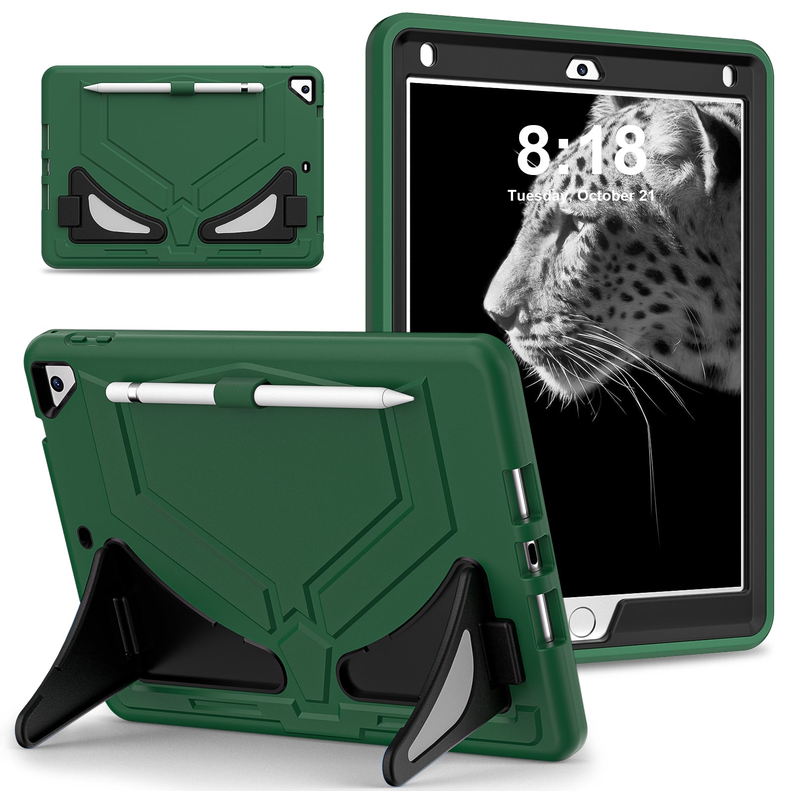 For iPad 9.7-inch (2017) / (2018) / iPad Air 2 / iPad Pro 9.7 inch (2016) Case Kickstand Tablet Cover Leopard Style