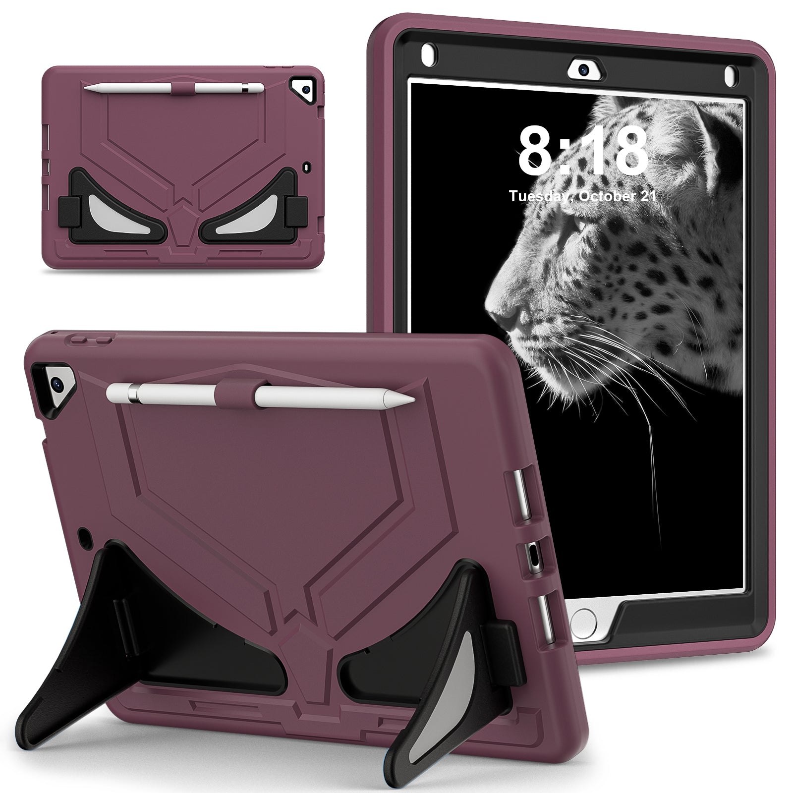 For iPad 9.7-inch (2017) / (2018) / iPad Air 2 / iPad Pro 9.7 inch (2016) Case Kickstand Tablet Cover Leopard Style
