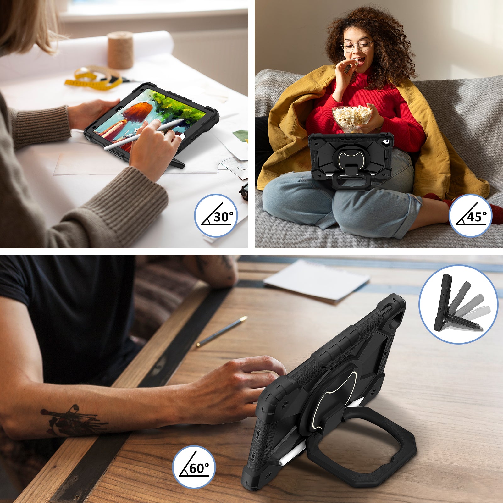 C3 for iPad Pro 9.7 inch (2016) / iPad 9.7-inch (2017) / (2018) Tablet Case Cover Handle Kickstand
