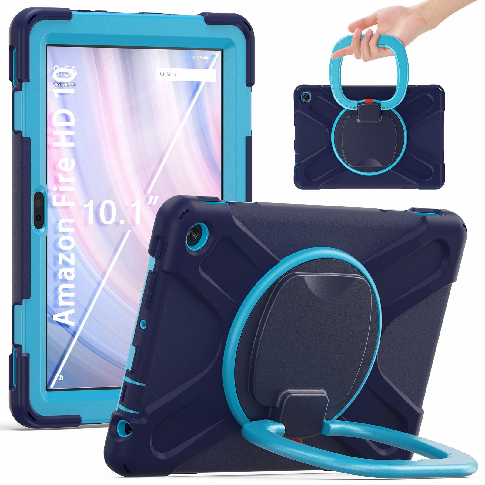 For Amazon Fire HD 10 (2023) Kickstand Cover Rotating Handle Tablet Case