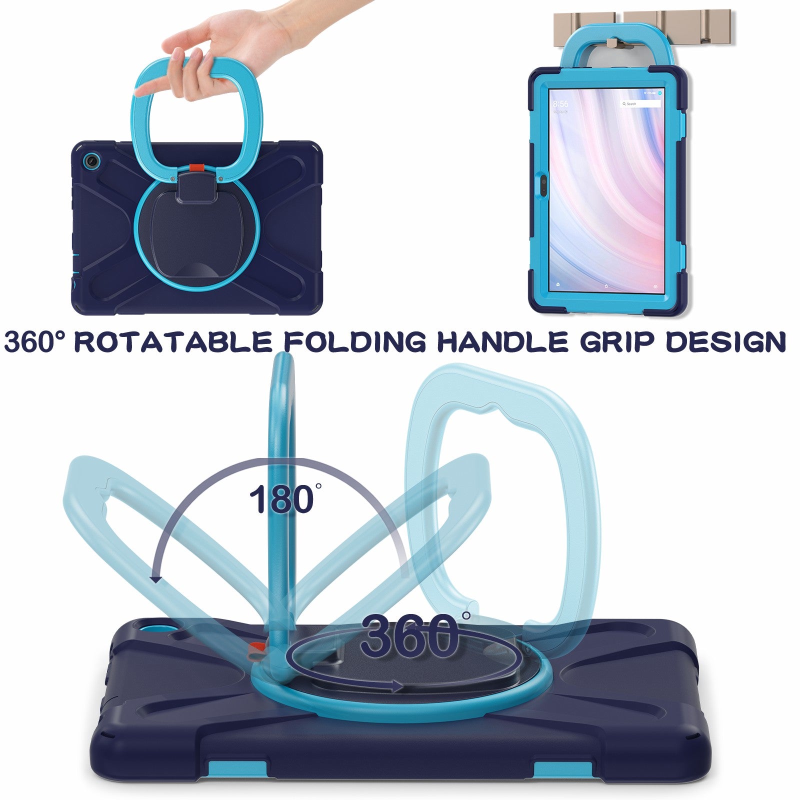 For Amazon Fire HD 10 (2023) Kickstand Cover Rotating Handle Tablet Case