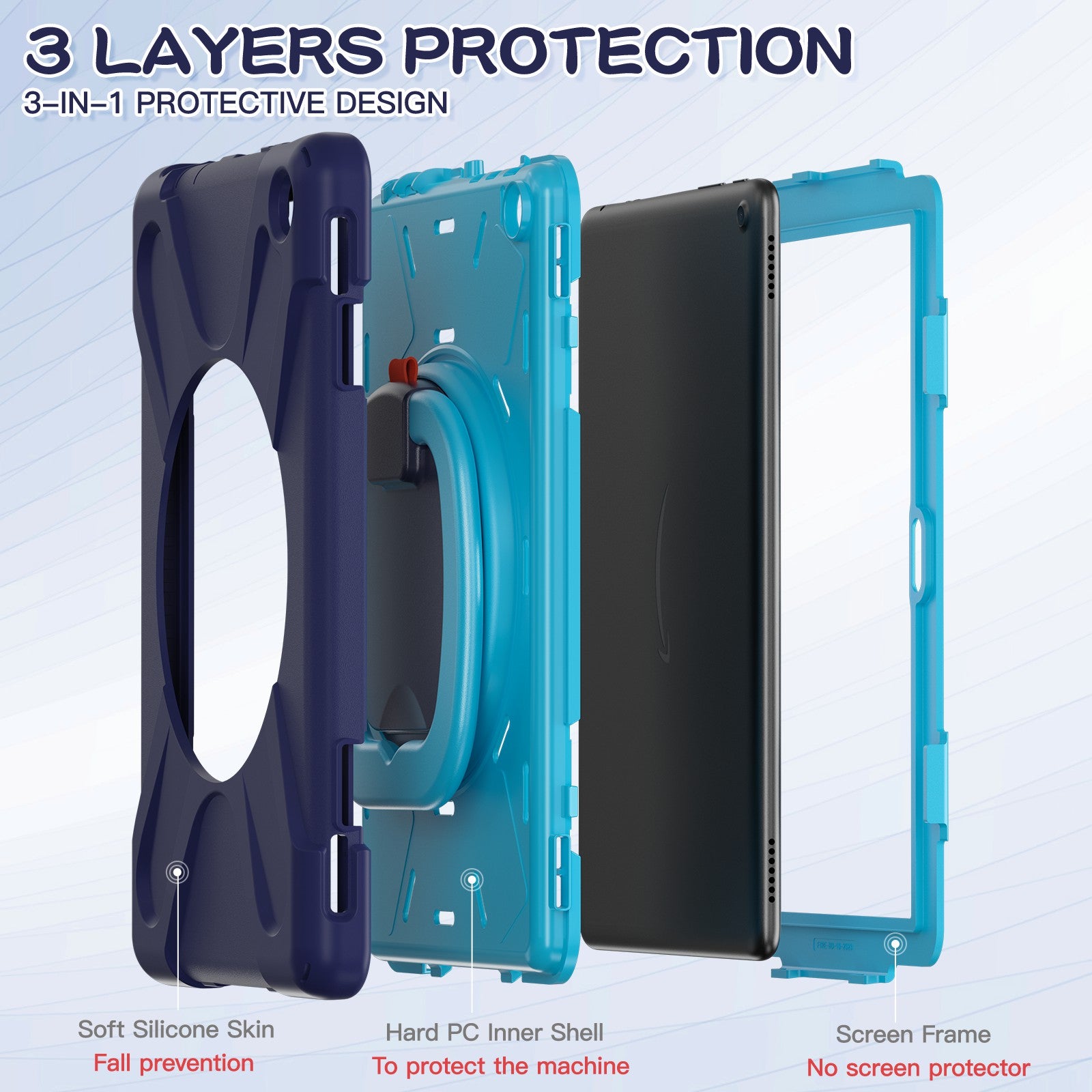 For Amazon Fire HD 10 (2023) Kickstand Cover Rotating Handle Tablet Case