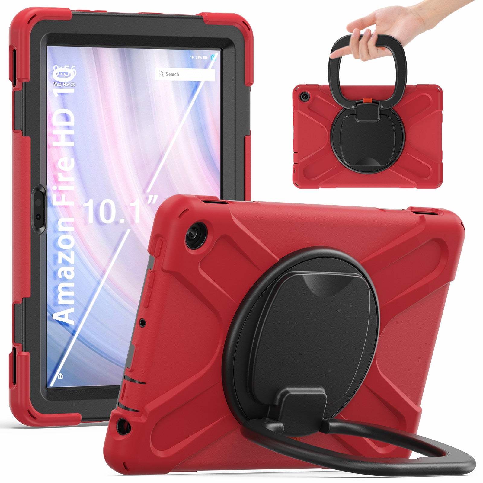 For Amazon Fire HD 10 (2023) Kickstand Cover Rotating Handle Tablet Case