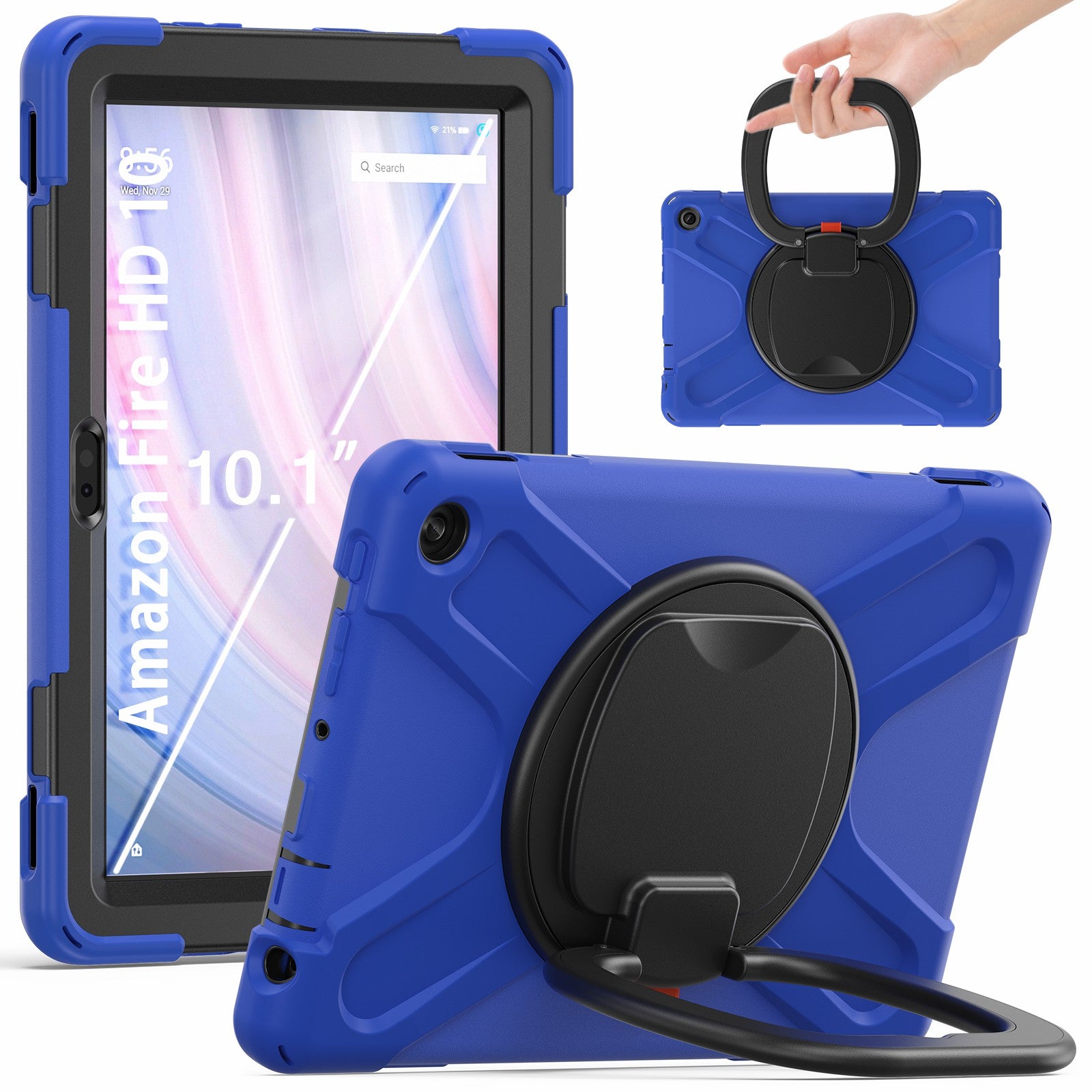 For Amazon Fire HD 10 (2023) Kickstand Cover Rotating Handle Tablet Case