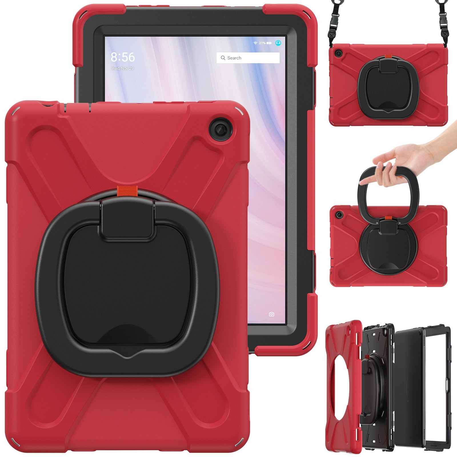 For Amazon Fire HD 10 (2023) Case Kickstand Rugged Tablet Cover with Shoulder Strap