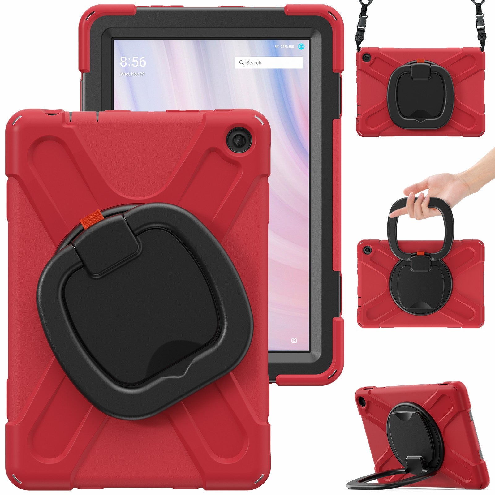 For Amazon Fire HD 10 (2023) Case Kickstand Rugged Tablet Cover with Shoulder Strap