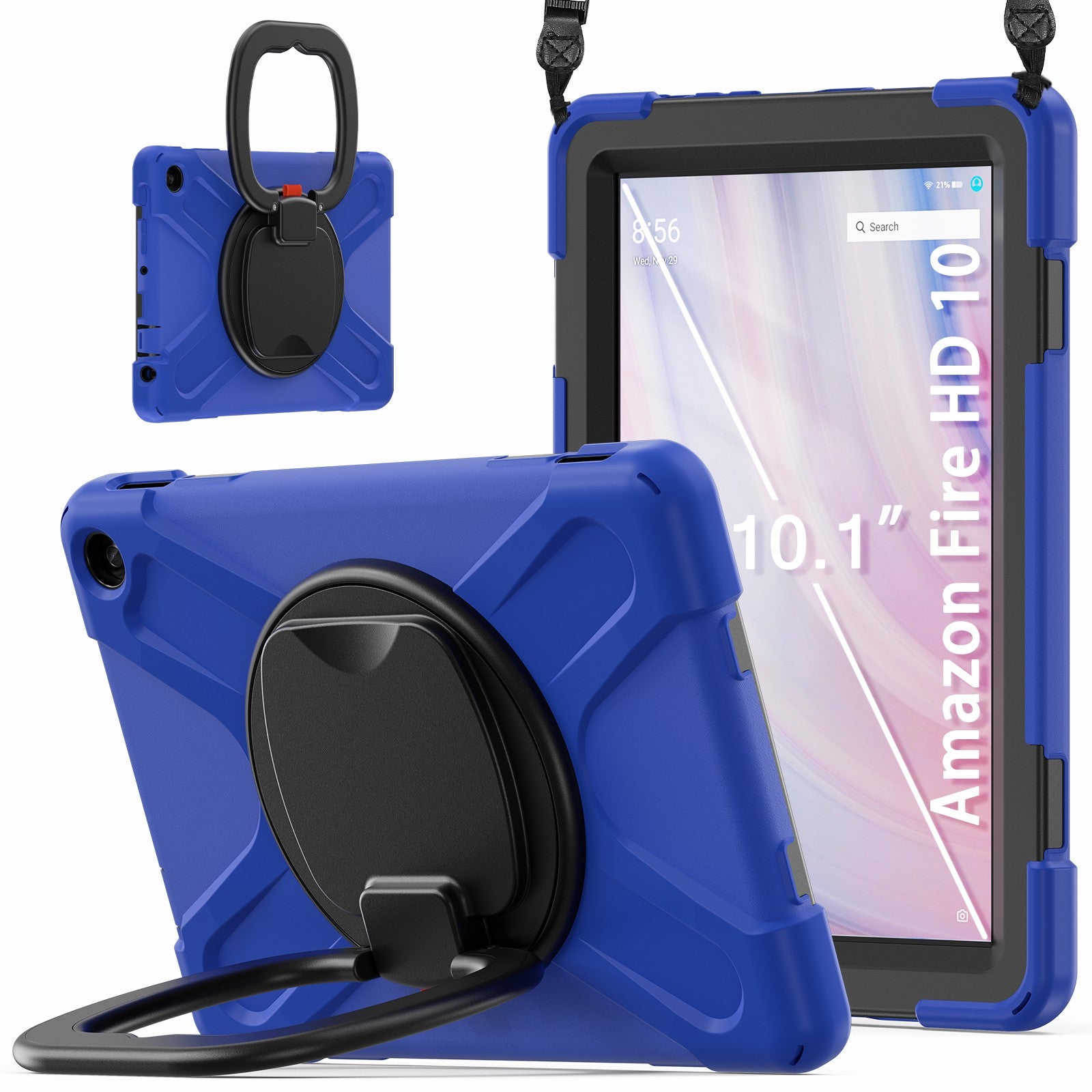 For Amazon Fire HD 10 (2023) Case Kickstand Rugged Tablet Cover with Shoulder Strap