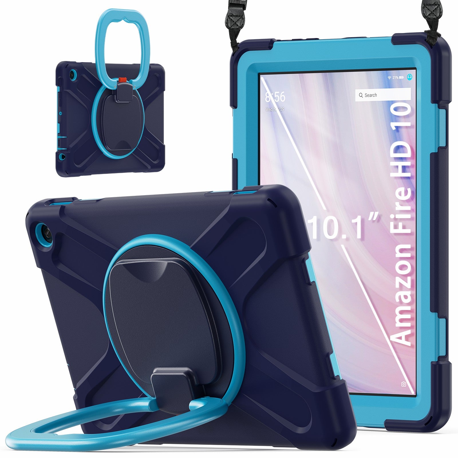For Amazon Fire HD 10 (2023) Case Kickstand Rugged Tablet Cover with Shoulder Strap