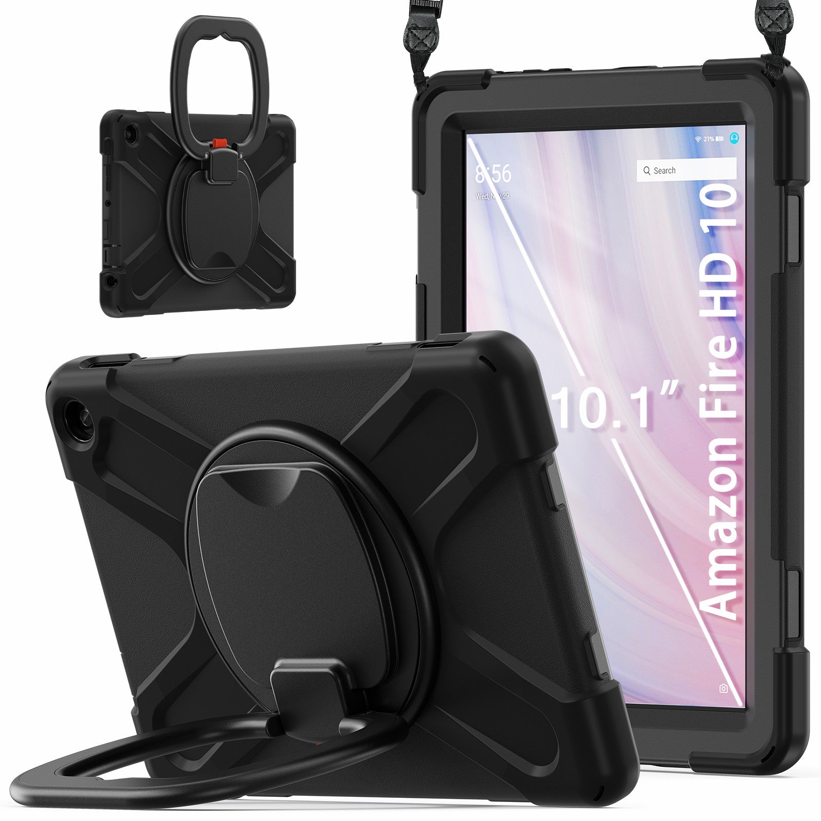 For Amazon Fire HD 10 (2023) Case Kickstand Rugged Tablet Cover with Shoulder Strap