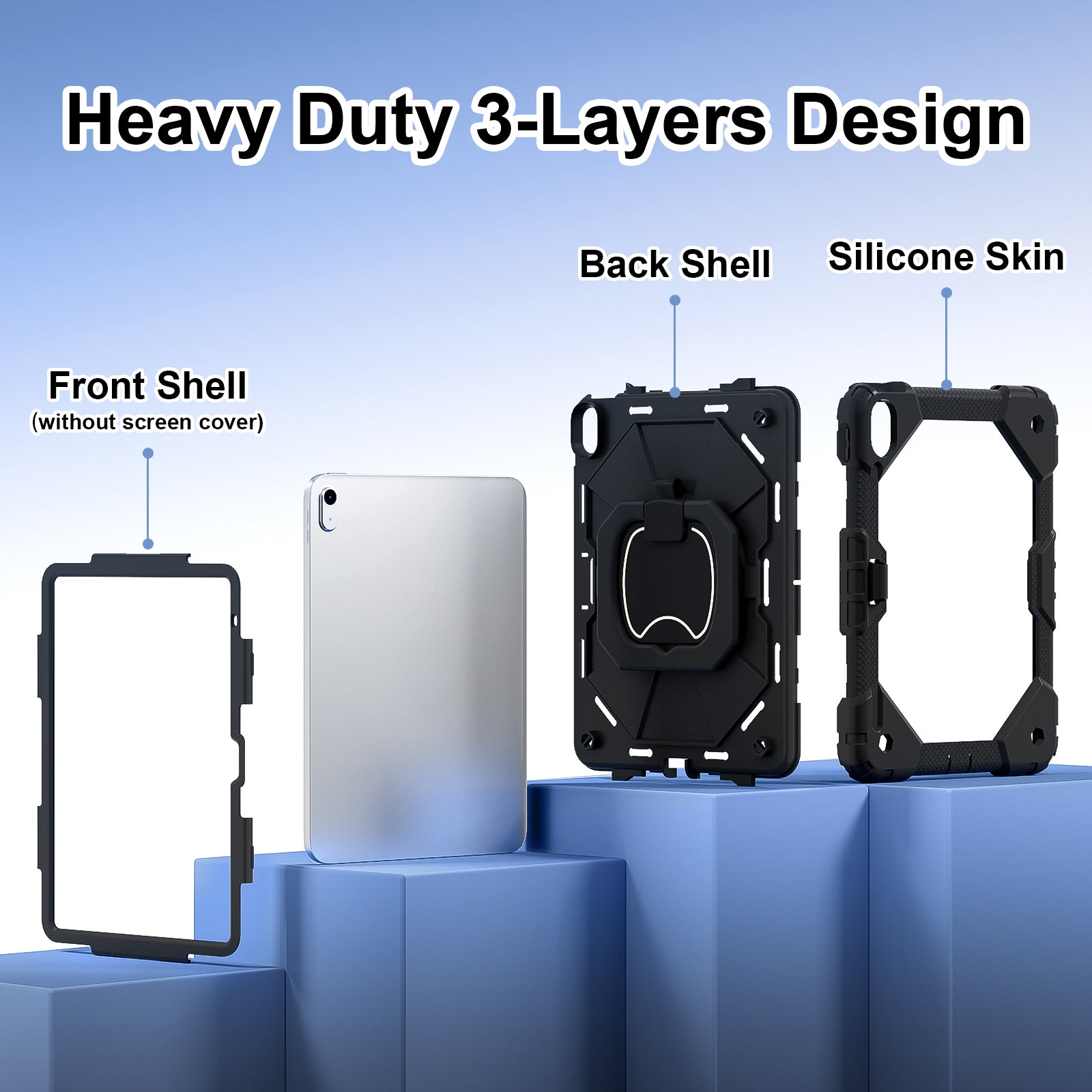 C3 for iPad 10.9 (2022) Case Contrast Color Silicone+PC Kickstand Anti-drop Tablet Cover