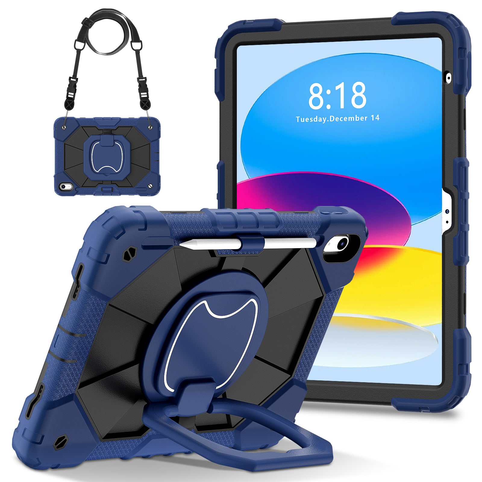 C3 for iPad 10.9 (2022) Case Contrast Color Silicone+PC Kickstand Anti-drop Tablet Cover