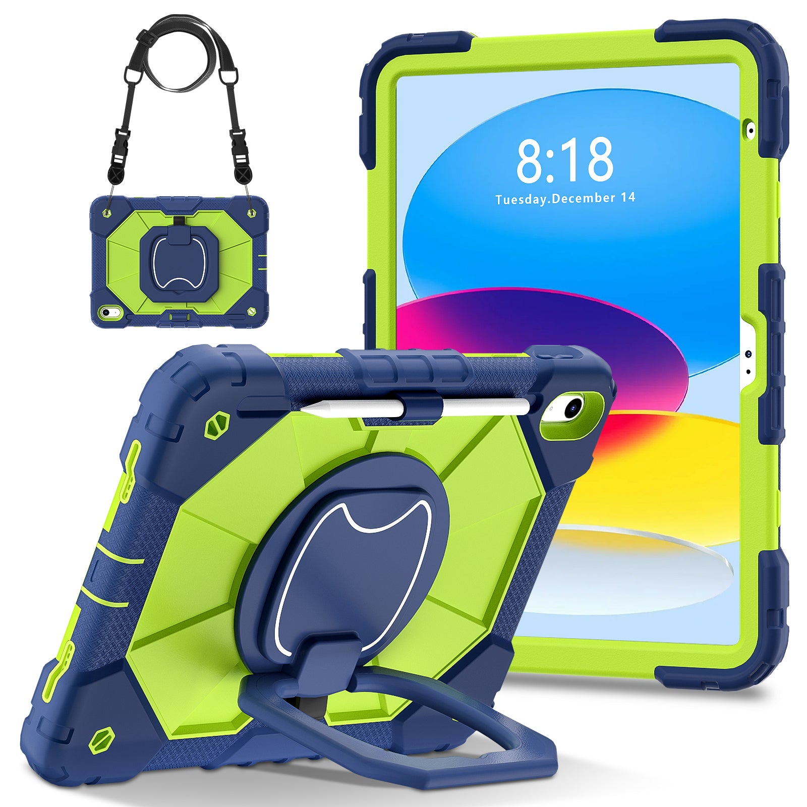 C3 for iPad 10.9 (2022) Case Contrast Color Silicone+PC Kickstand Anti-drop Tablet Cover
