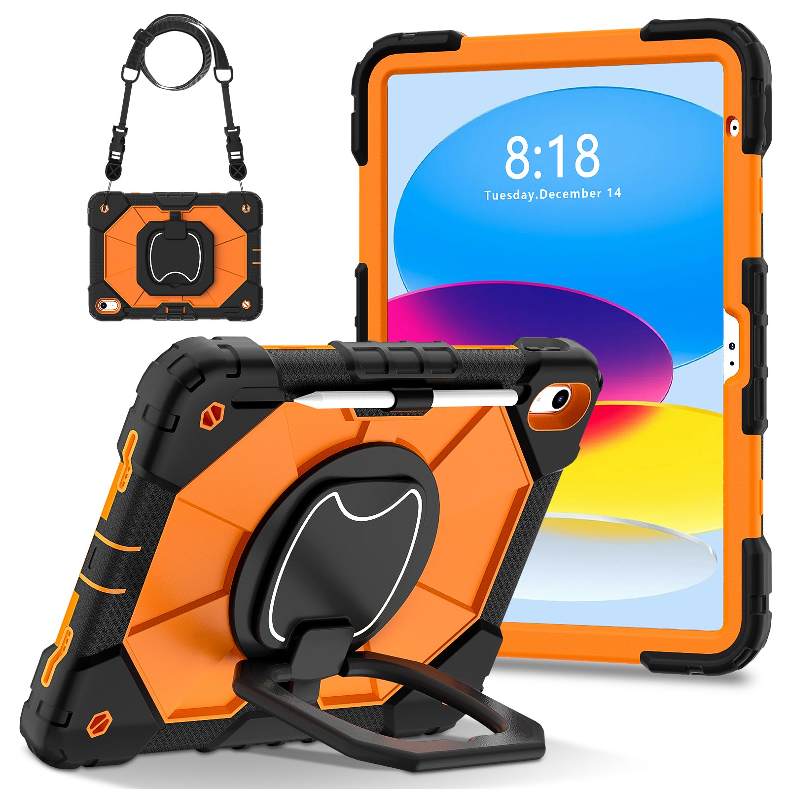 C3 for iPad 10.9 (2022) Case Contrast Color Silicone+PC Kickstand Anti-drop Tablet Cover