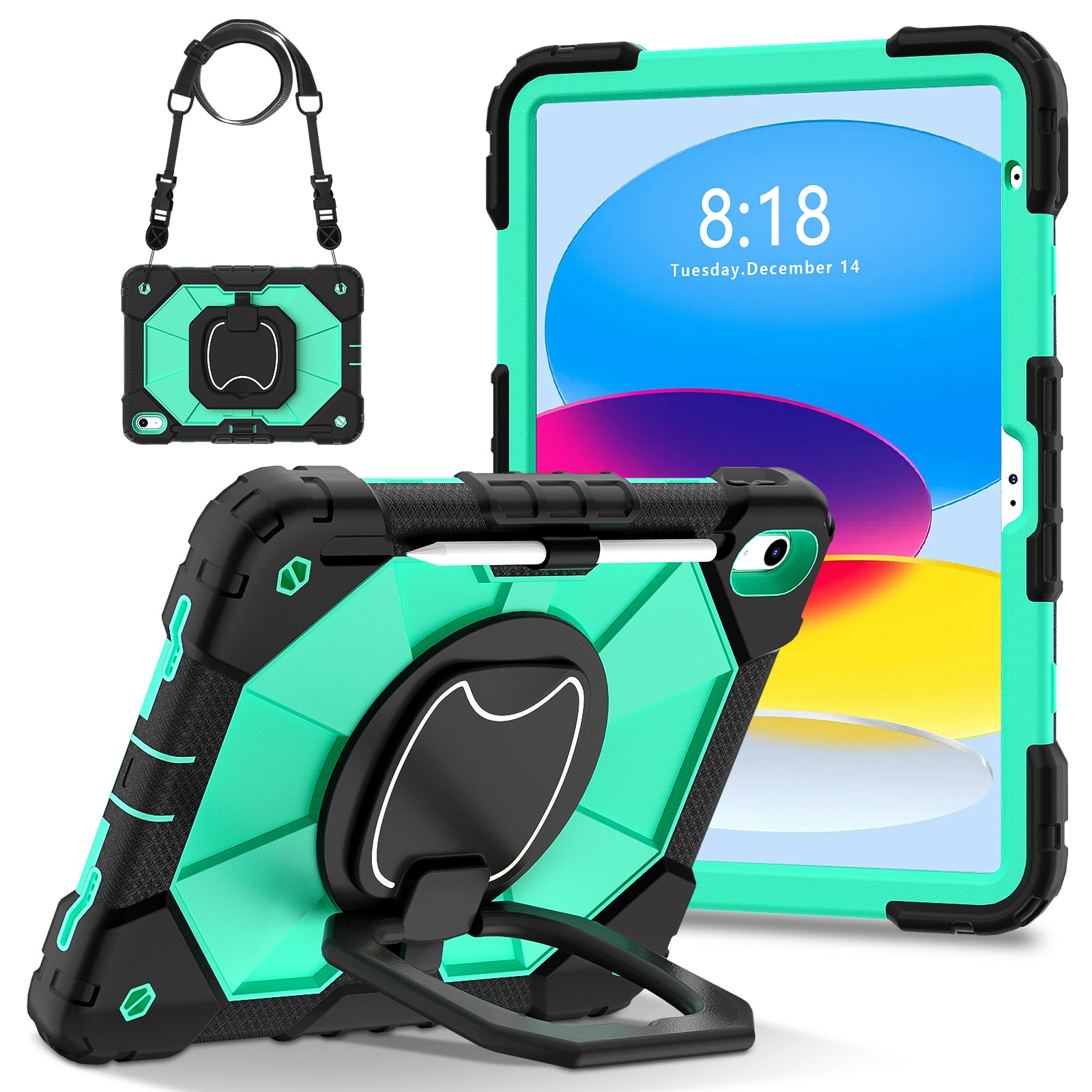C3 for iPad 10.9 (2022) Case Contrast Color Silicone+PC Kickstand Anti-drop Tablet Cover