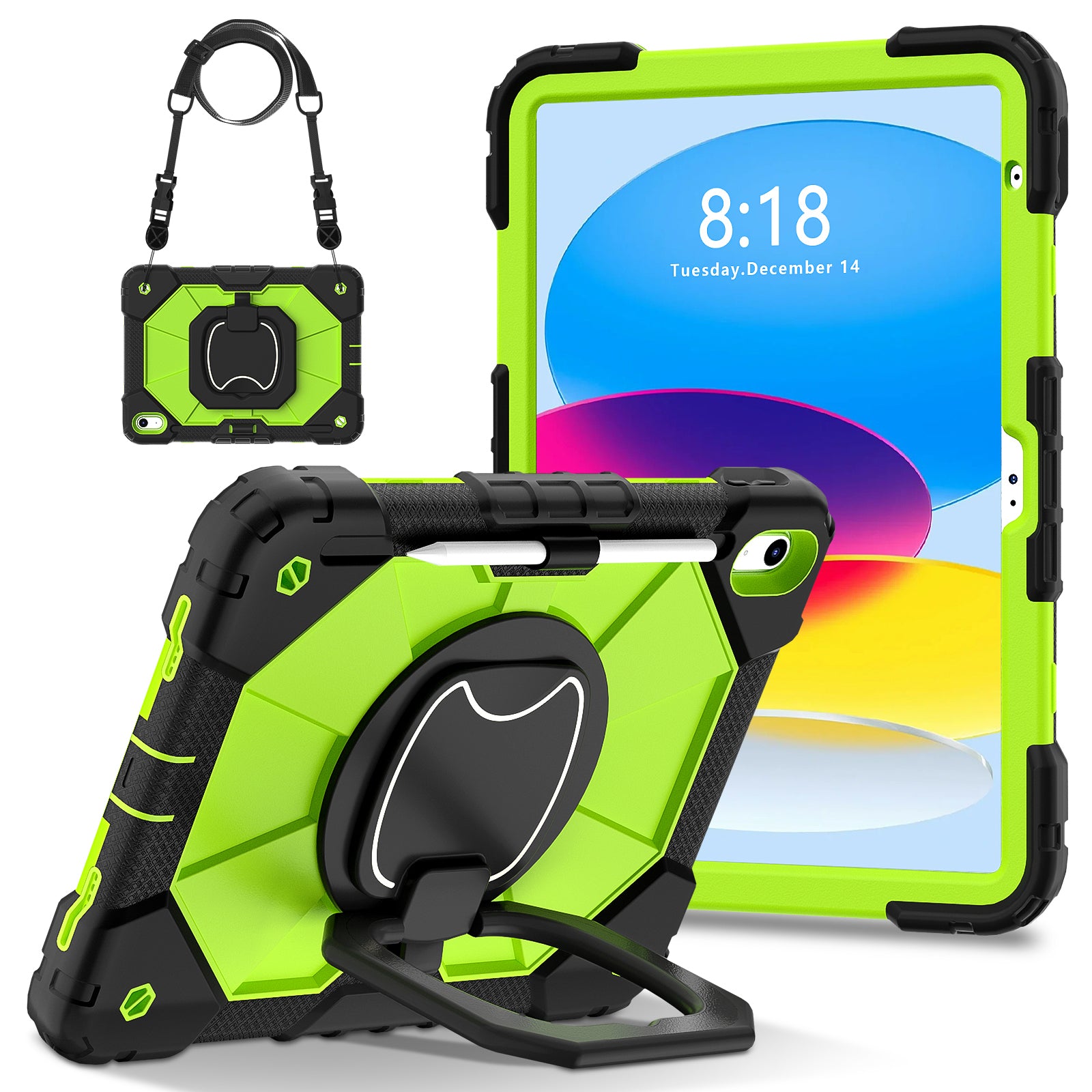 C3 for iPad 10.9 (2022) Case Contrast Color Silicone+PC Kickstand Anti-drop Tablet Cover