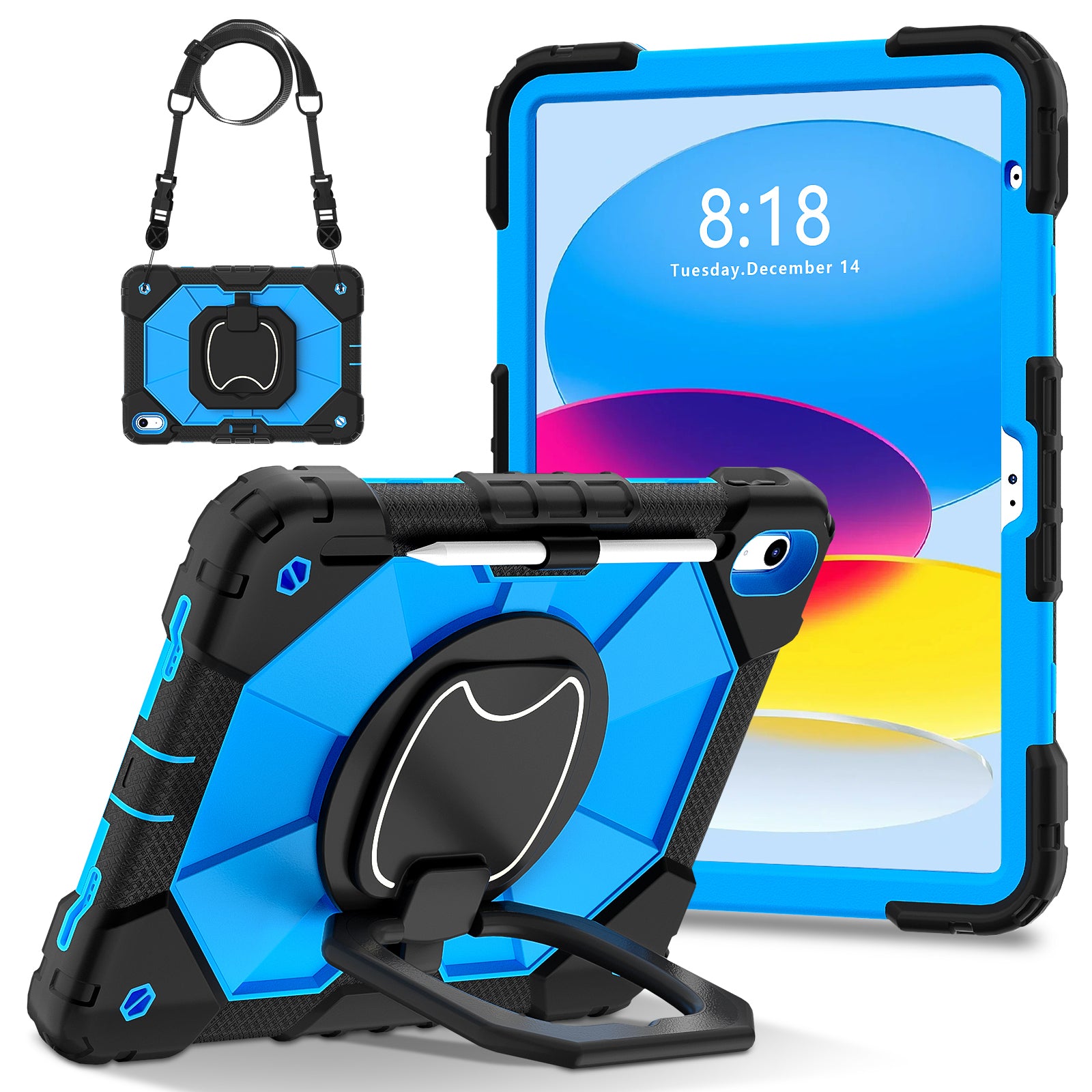 C3 for iPad 10.9 (2022) Case Contrast Color Silicone+PC Kickstand Anti-drop Tablet Cover