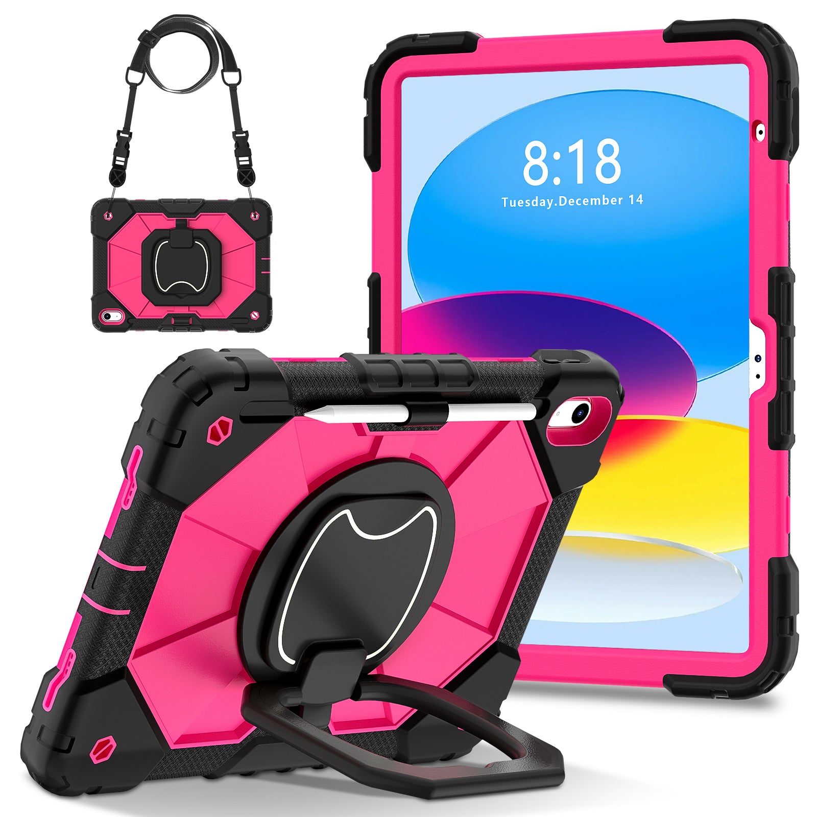 C3 for iPad 10.9 (2022) Case Contrast Color Silicone+PC Kickstand Anti-drop Tablet Cover