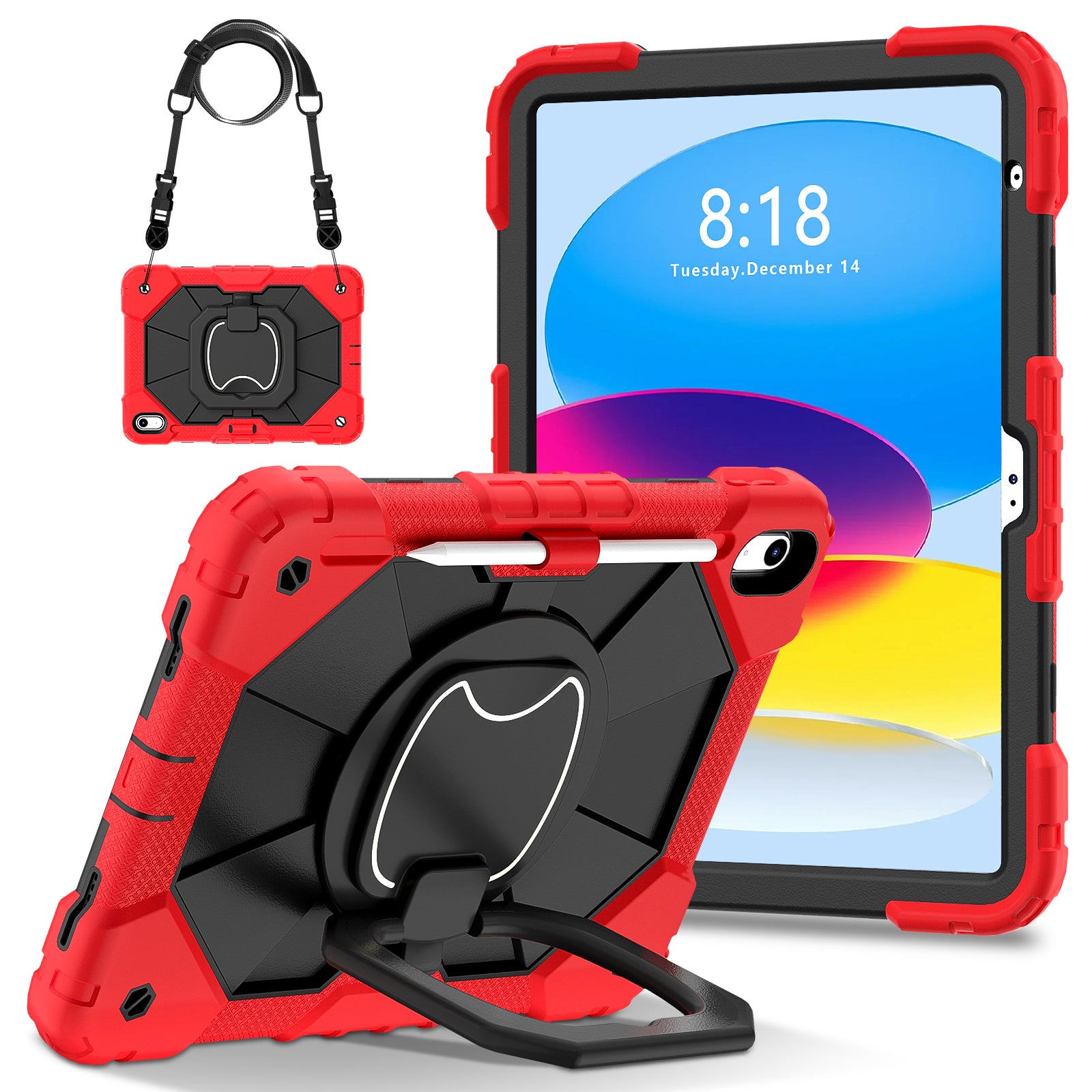 C3 for iPad 10.9 (2022) Case Contrast Color Silicone+PC Kickstand Anti-drop Tablet Cover