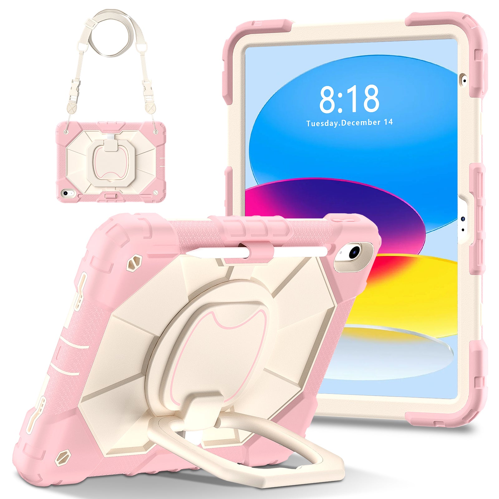 C3 for iPad 10.9 (2022) Case Contrast Color Silicone+PC Kickstand Anti-drop Tablet Cover