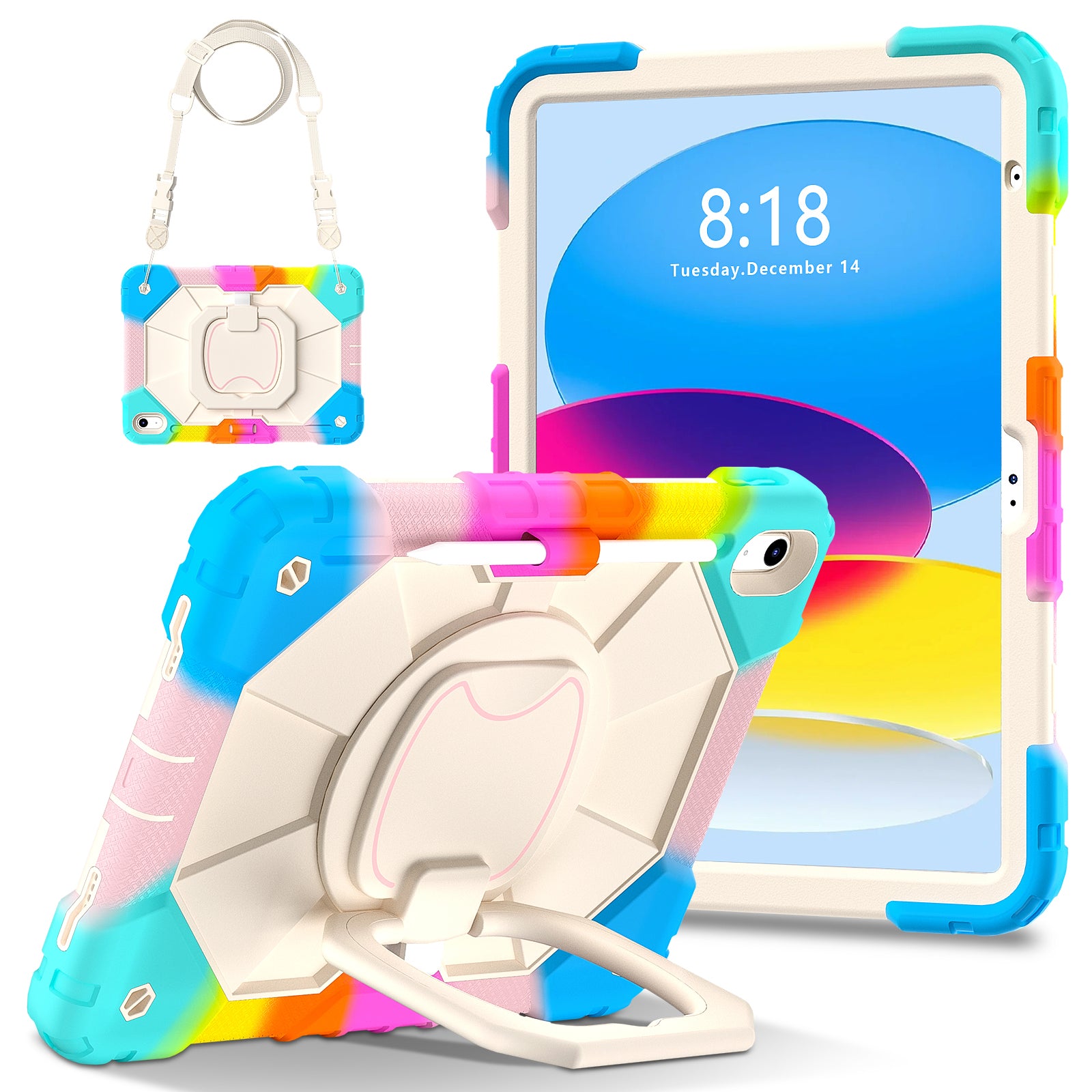 C3 for iPad 10.9 (2022) Case Contrast Color Silicone+PC Kickstand Anti-drop Tablet Cover