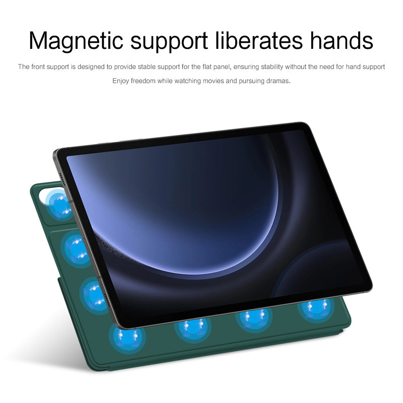 For Samsung Galaxy Tab S9 FE Case Magnetic V-fold Stand Tablet Cover with Auto Sleep / Wake