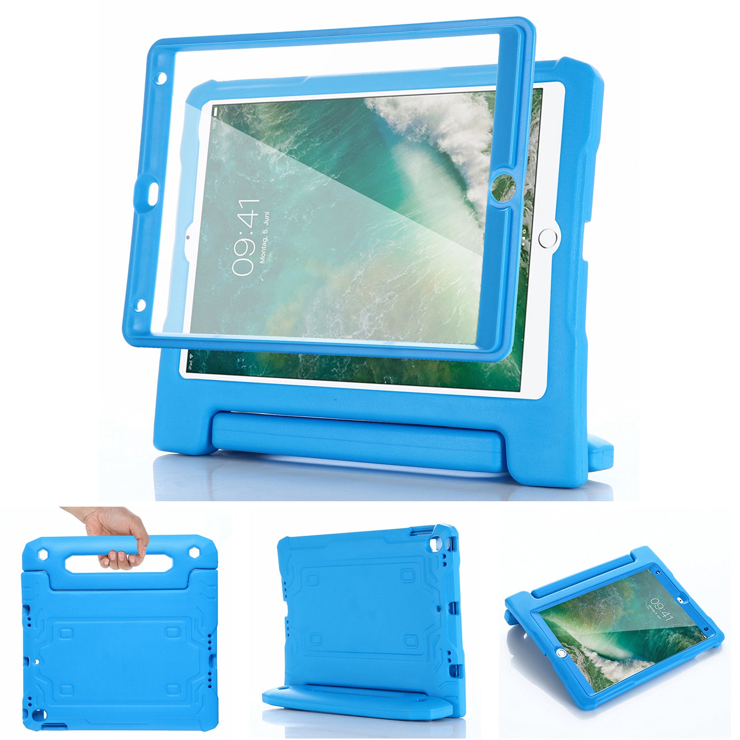For iPad Air (2013) / Air 2 / iPad 9.7-inch (2017) / (2018) Case EVA Kickstand Tablet Cover with PET Screen Film