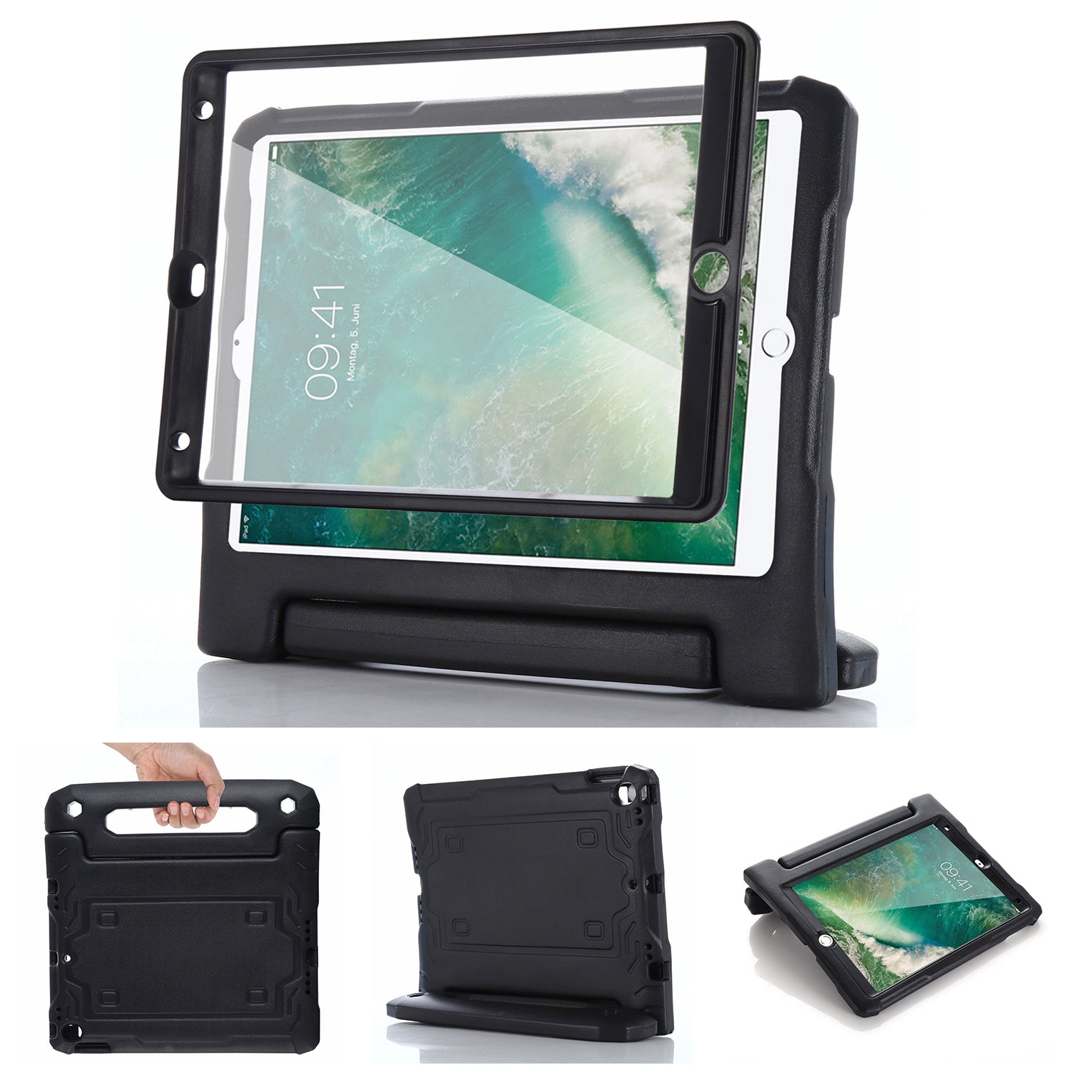 For iPad Air (2013) / Air 2 / iPad 9.7-inch (2017) / (2018) Case EVA Kickstand Tablet Cover with PET Screen Film
