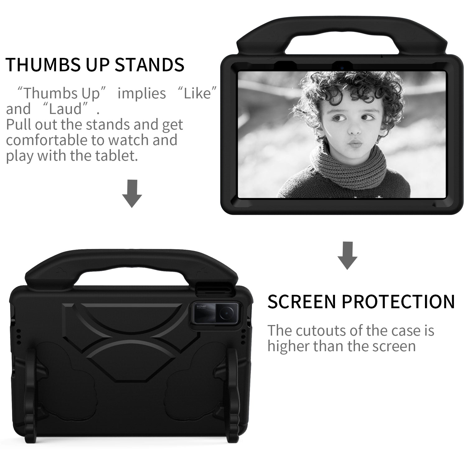 For Xiaomi Redmi Pad / Lenovo Tab M10 Plus (3rd Gen) Tablet EVA Case with Thumb Kickstand