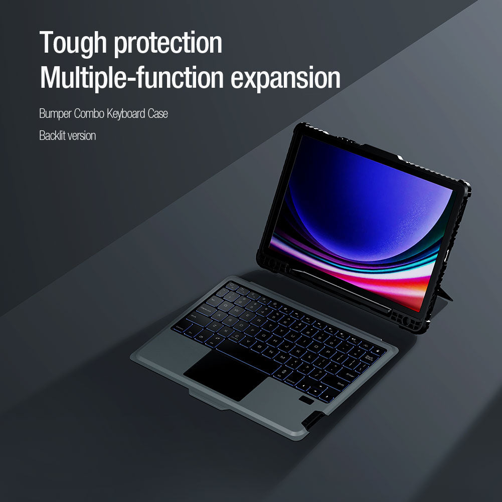 NILLKIN For Samsung Galaxy Tab S9 Tablet Case with Detachable Backlight Bluetooth Keyboard