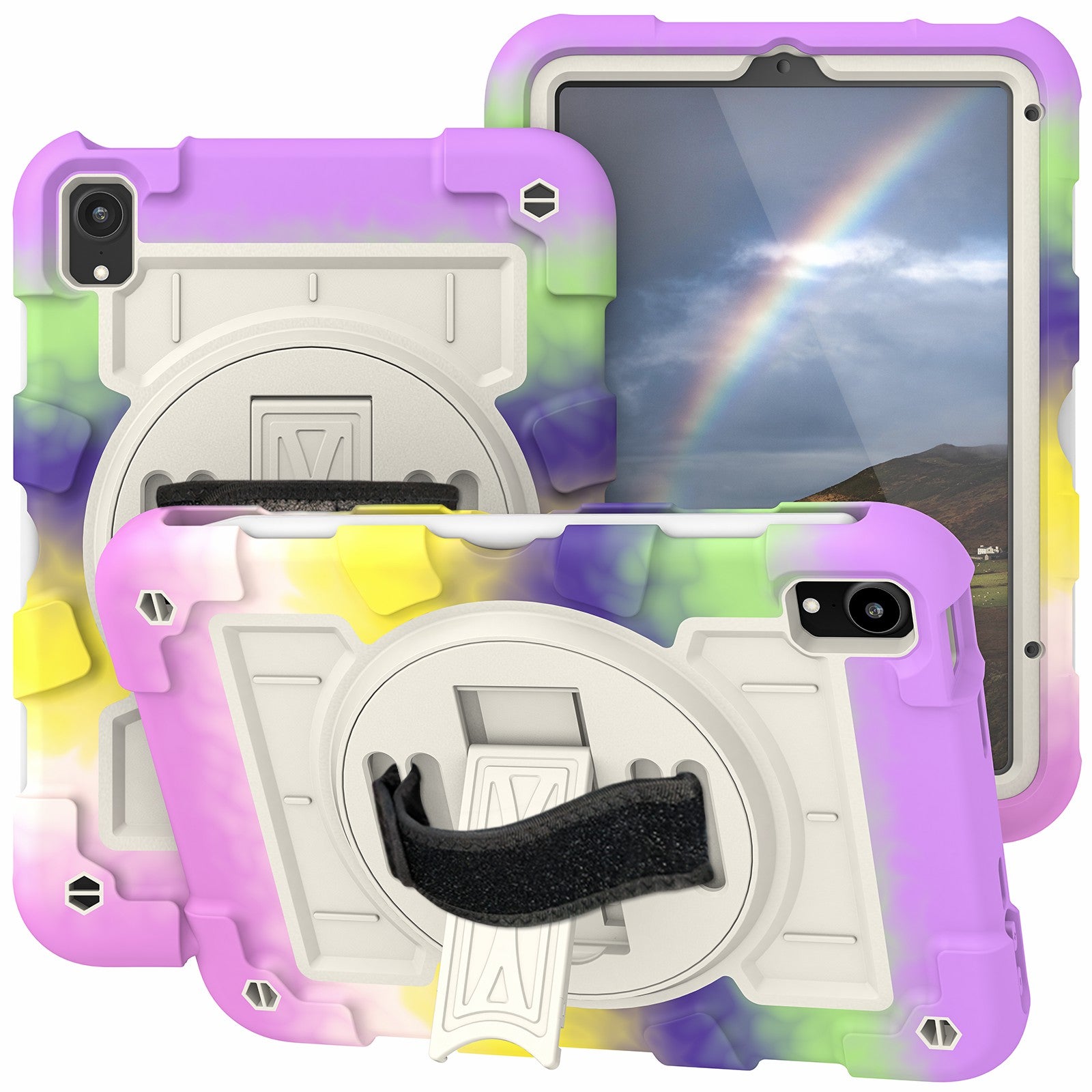 For iPad mini (2021) Tablet Case TPU+PC Kickstand Cover with Shoulder Strap