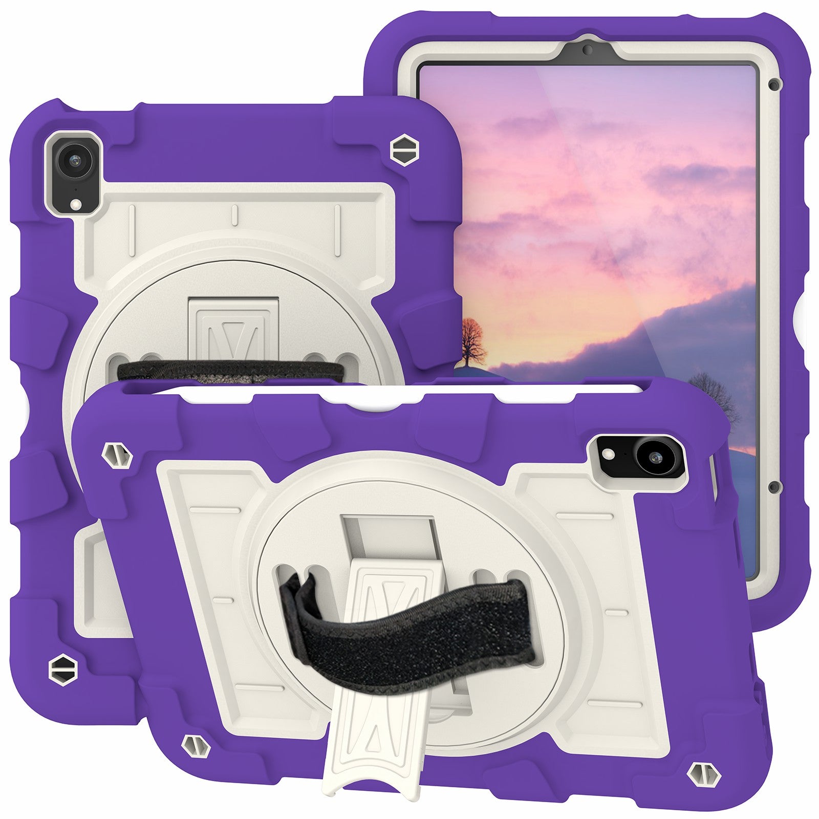 For iPad mini (2021) Tablet Case Hand Strap Kickstand Cover with Shoulder Strap