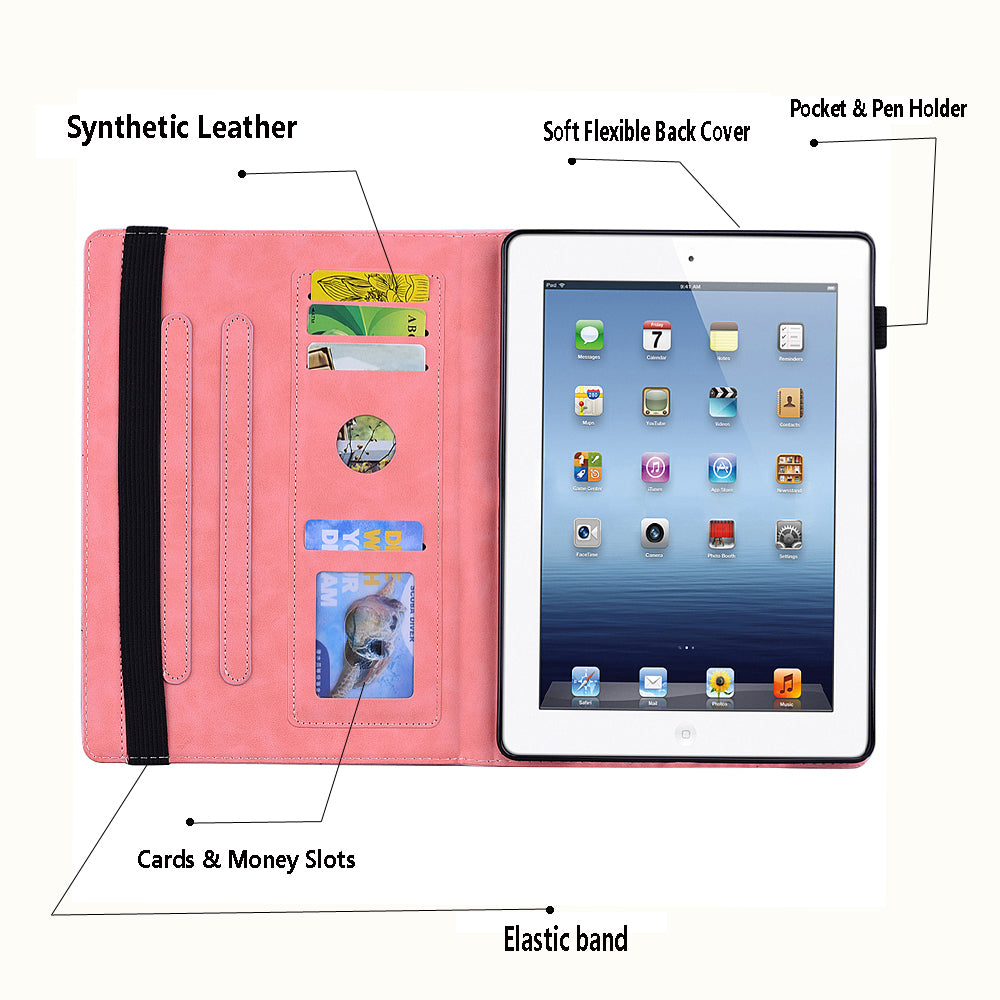 For Samsung Galaxy Tab S9 FE+ Tablet Case Card Slots Leather Cover Flower Pattern