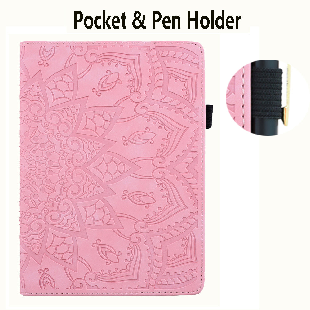 For Samsung Galaxy Tab S9 FE+ Tablet Case Card Slots Leather Cover Flower Pattern