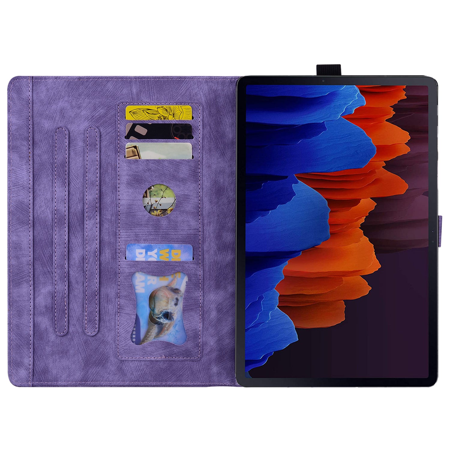 For Samsung Galaxy Tab S9 FE+ Leather Tablet Case Flower Cat Pattern Card Slots Cover